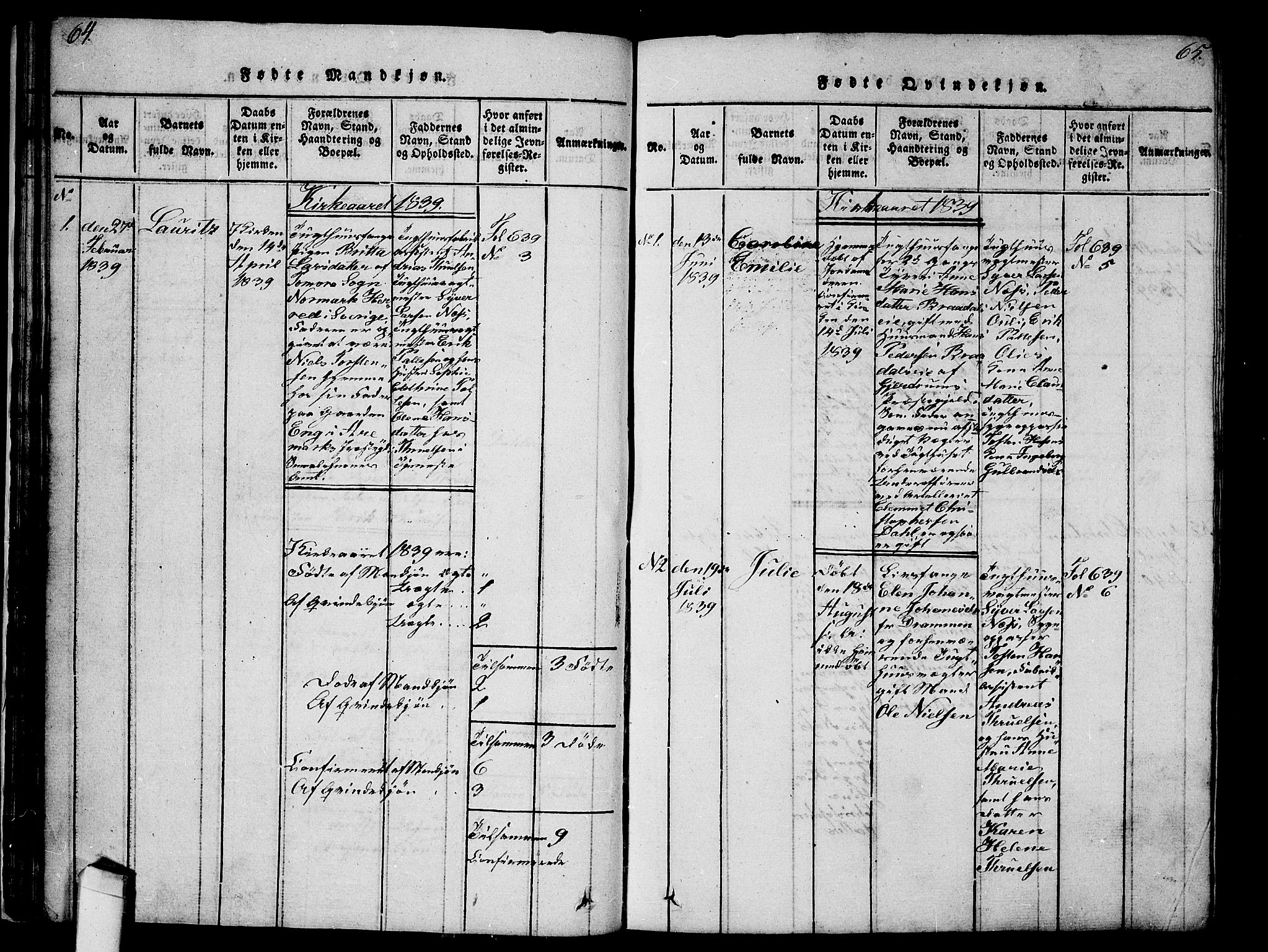 Kristiania tukthusprest Kirkebøker, AV/SAO-A-10881/G/Ga/L0001: Parish register (copy) no. 1, 1818-1857, p. 64-65