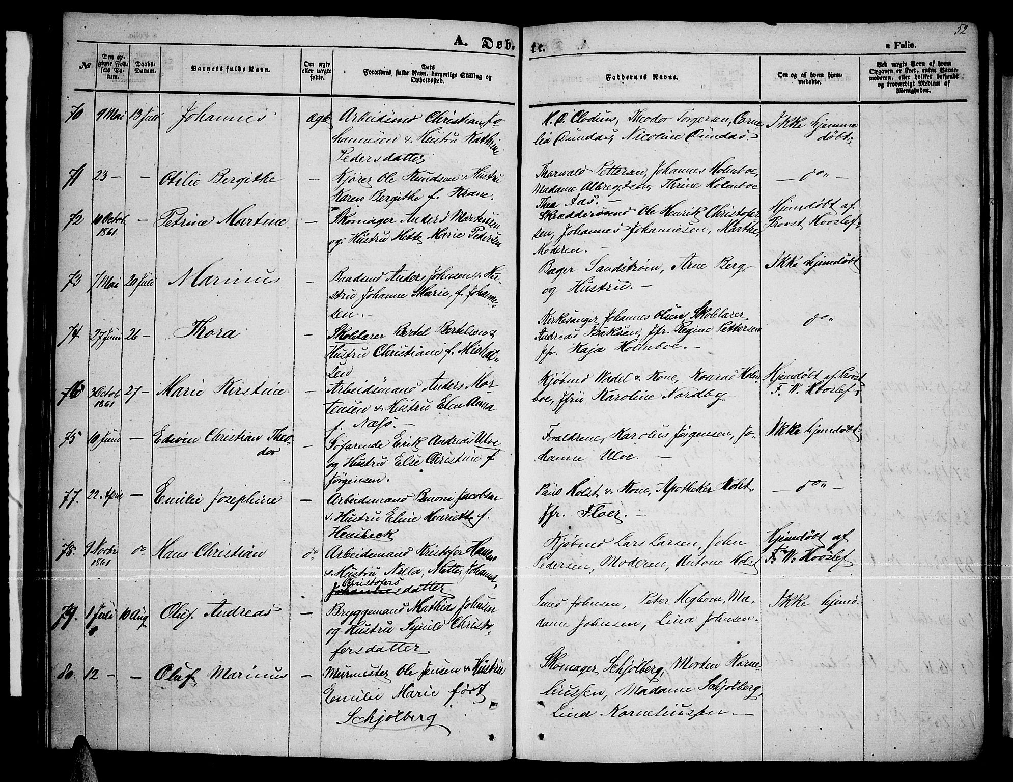 Tromsø sokneprestkontor/stiftsprosti/domprosti, SATØ/S-1343/G/Gb/L0006klokker: Parish register (copy) no. 6, 1857-1866, p. 52