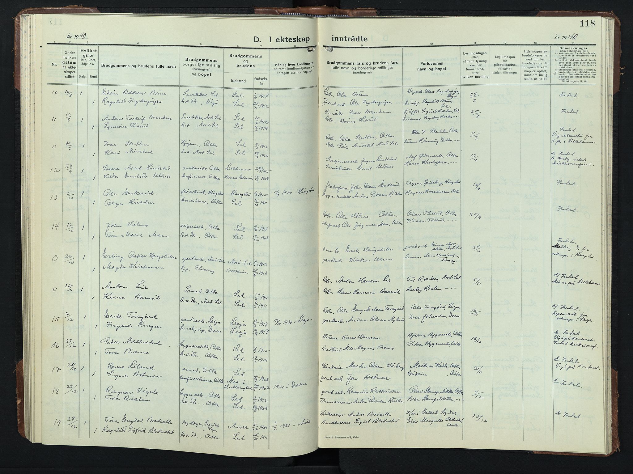 Sel prestekontor, AV/SAH-PREST-074/H/Ha/Hab/L0003: Parish register (copy) no. 3, 1940-1951, p. 118