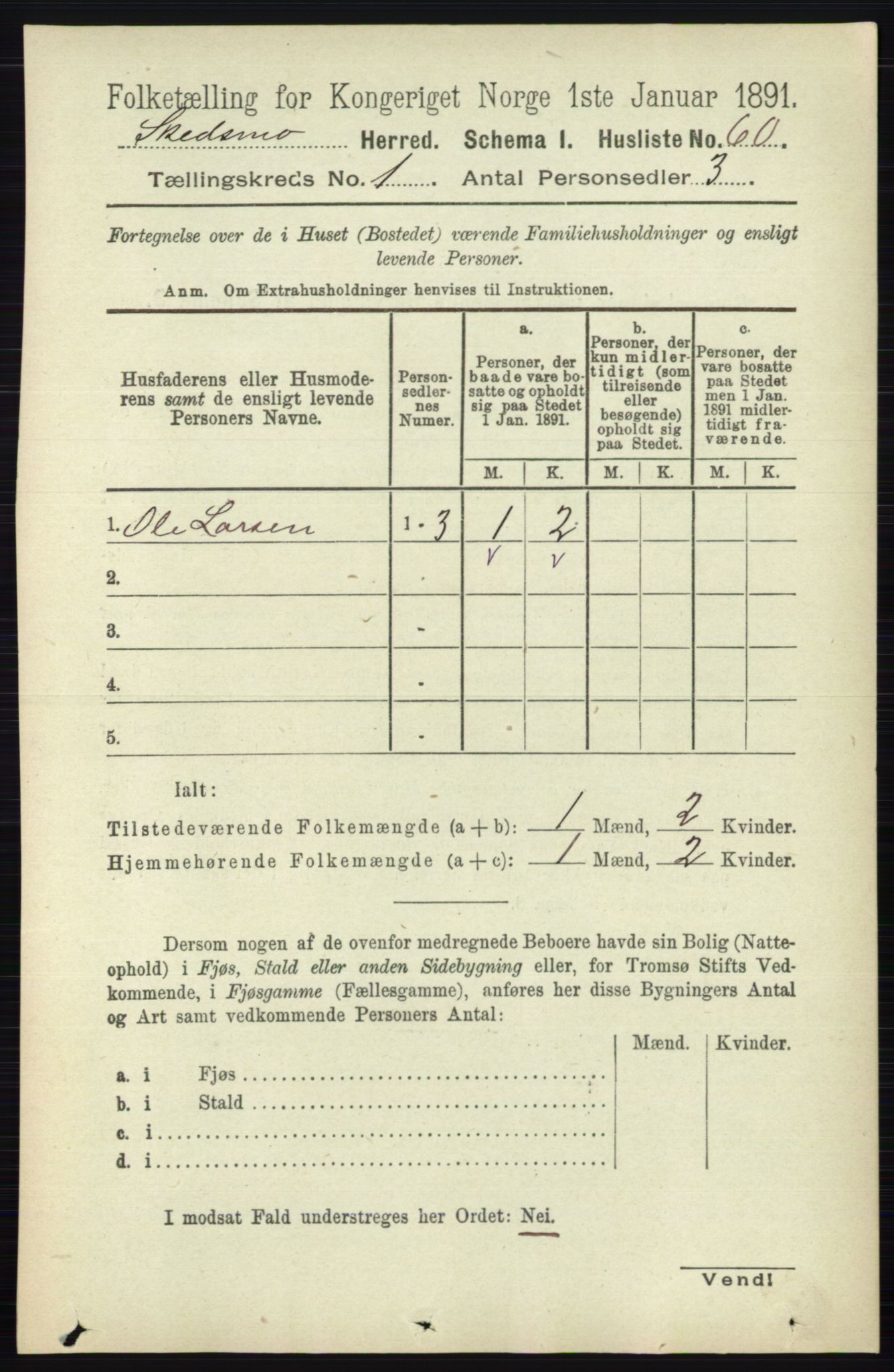 RA, 1891 census for 0231 Skedsmo, 1891, p. 89