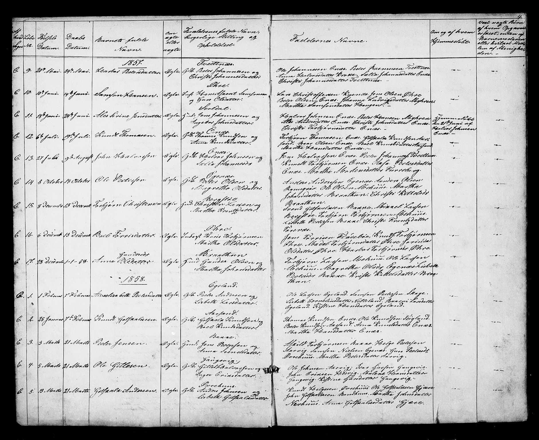 Kvinnherad sokneprestembete, SAB/A-76401/H/Hab: Parish register (copy) no. D 1, 1856-1905, p. 4