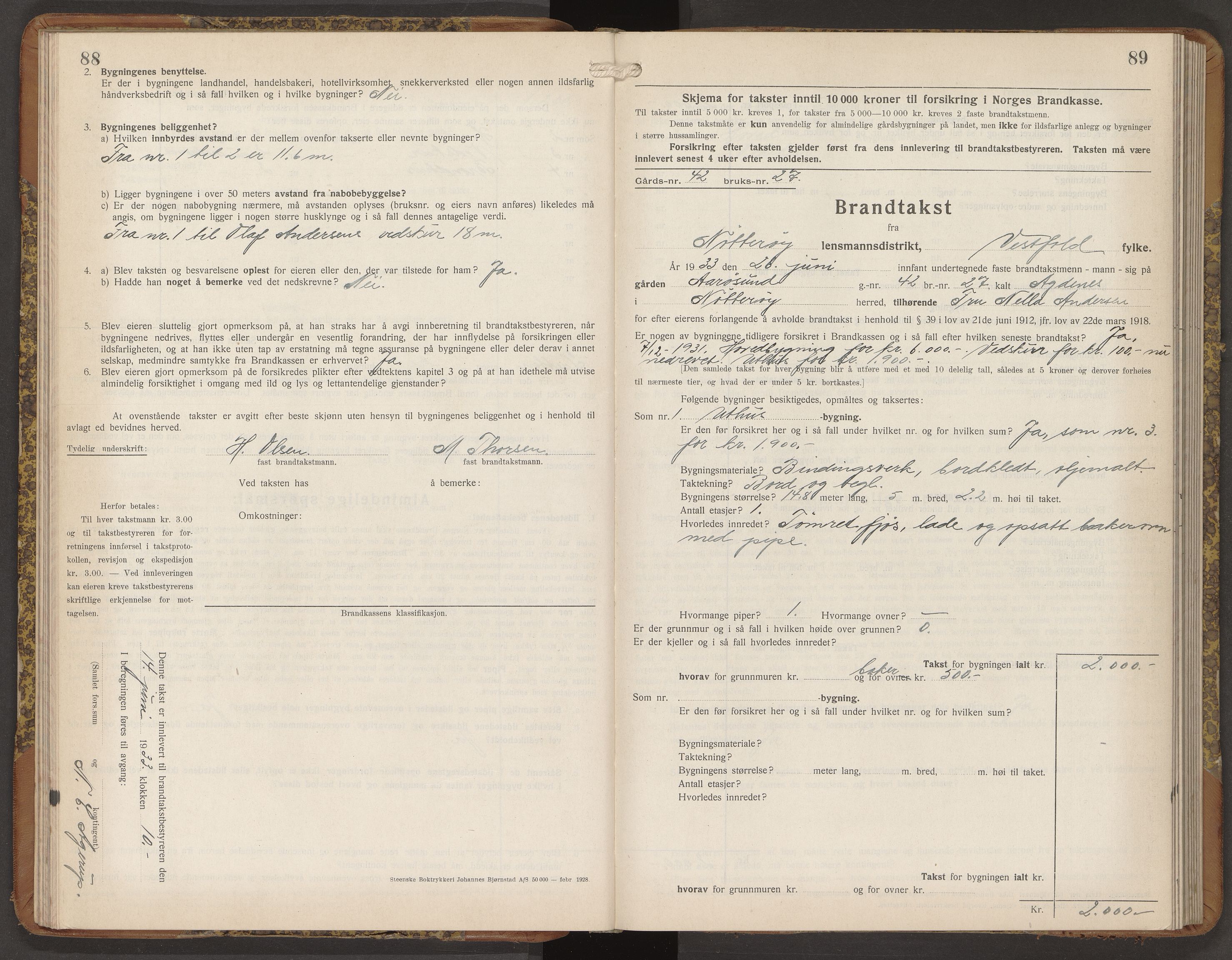 Nøtterøy lensmannskontor, AV/SAKO-A-540/Y/Yg/Ygb/L0009: Skjematakstprotokoll, 1932-1935, p. 88-89