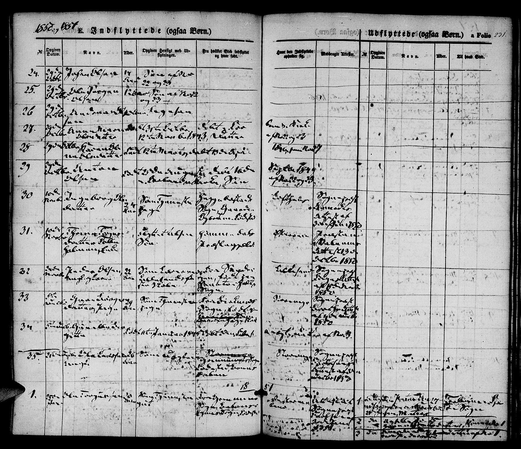 Vestre Moland sokneprestkontor, AV/SAK-1111-0046/F/Fa/Fab/L0006: Parish register (official) no. A 6, 1850-1858, p. 231