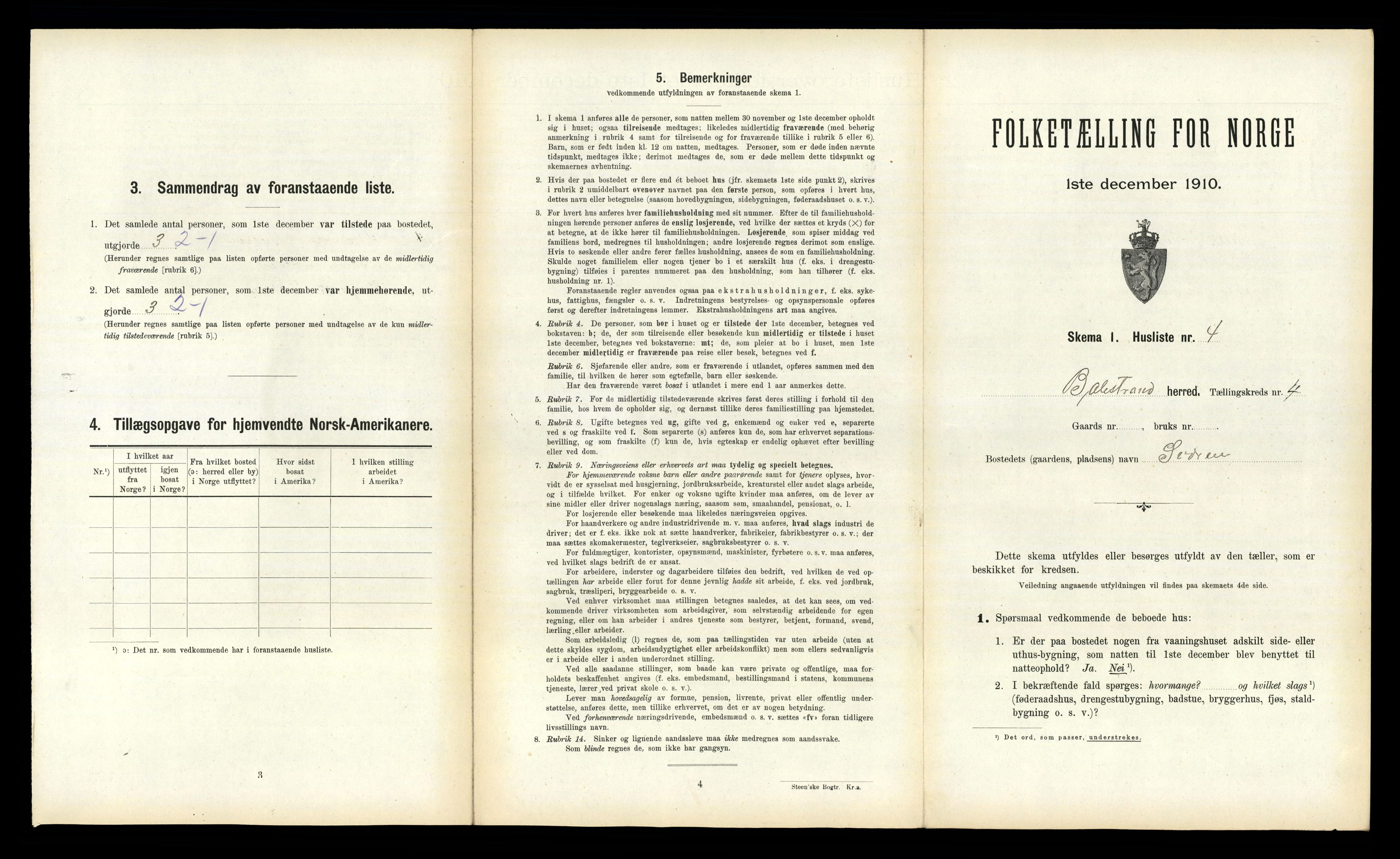 RA, 1910 census for Balestrand, 1910, p. 318