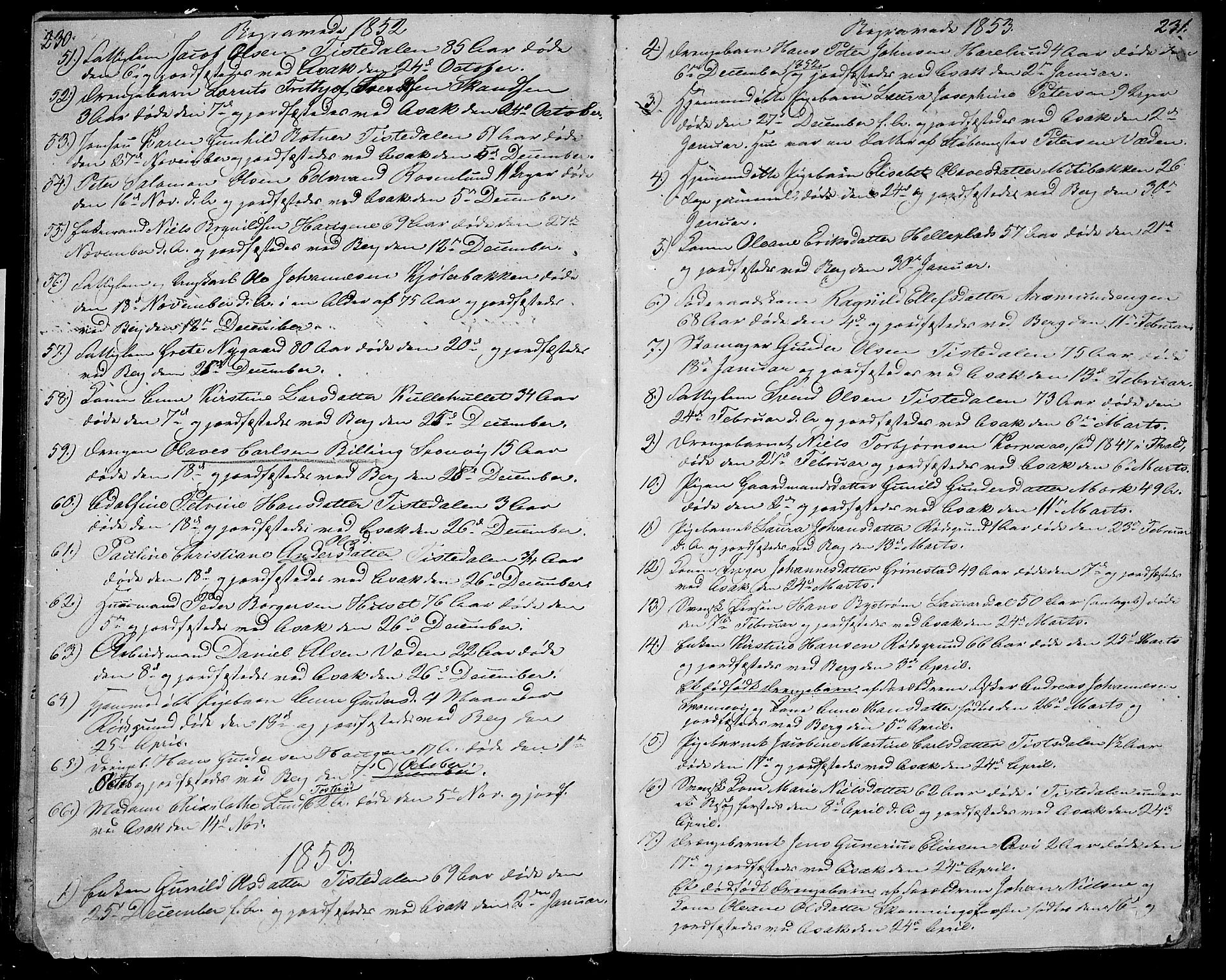 Berg prestekontor Kirkebøker, SAO/A-10902/G/Ga/L0003: Parish register (copy) no.  I 3, 1850-1866, p. 230-231