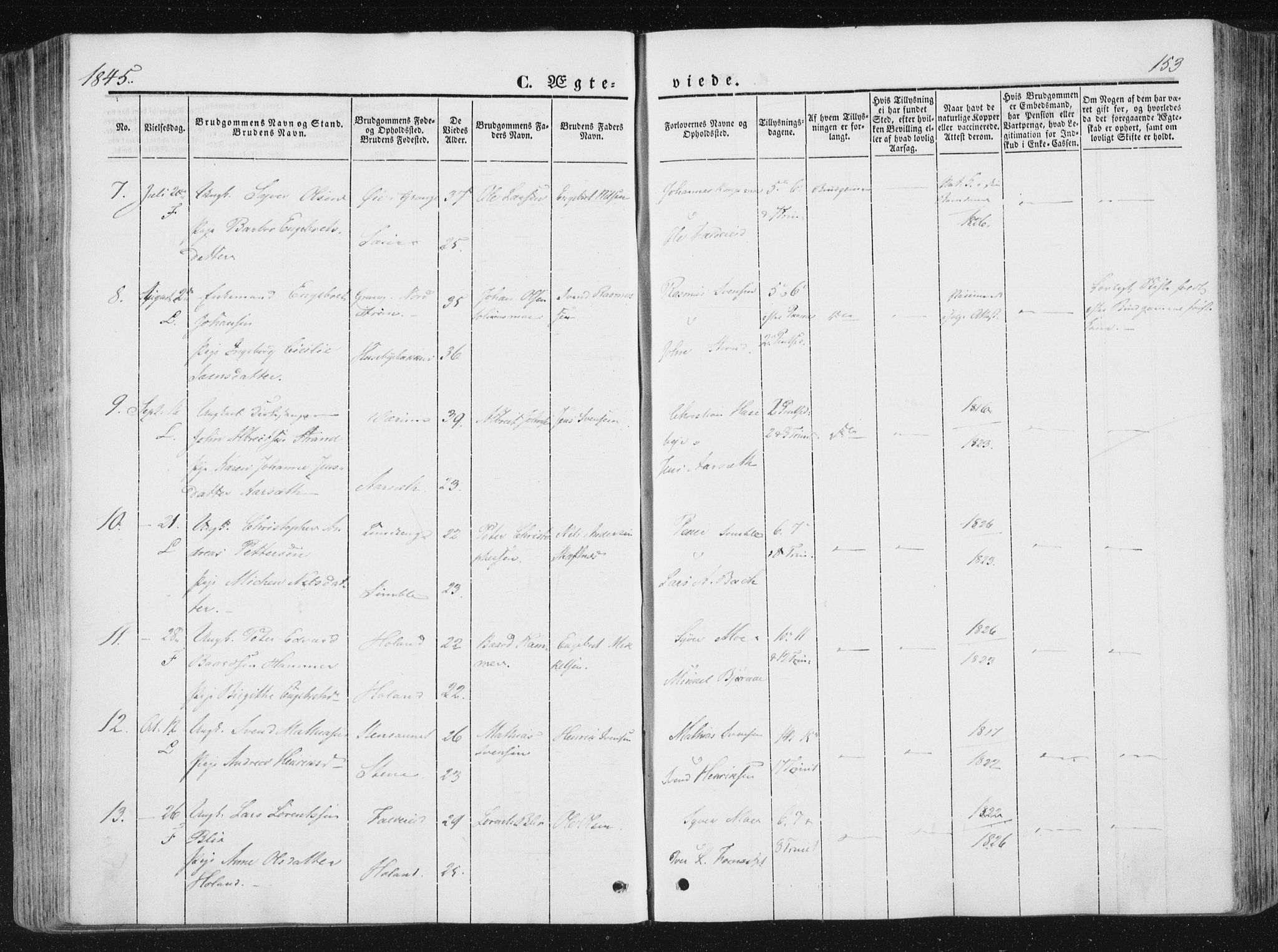 Ministerialprotokoller, klokkerbøker og fødselsregistre - Nord-Trøndelag, AV/SAT-A-1458/780/L0640: Parish register (official) no. 780A05, 1845-1856, p. 153