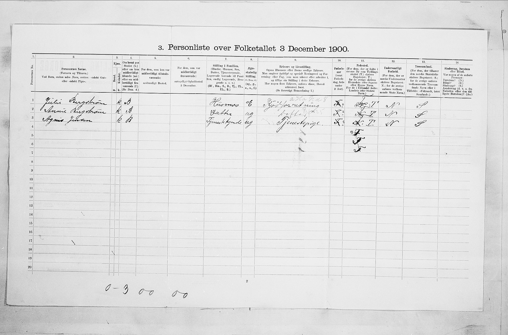 SAO, 1900 census for Fredrikstad, 1900