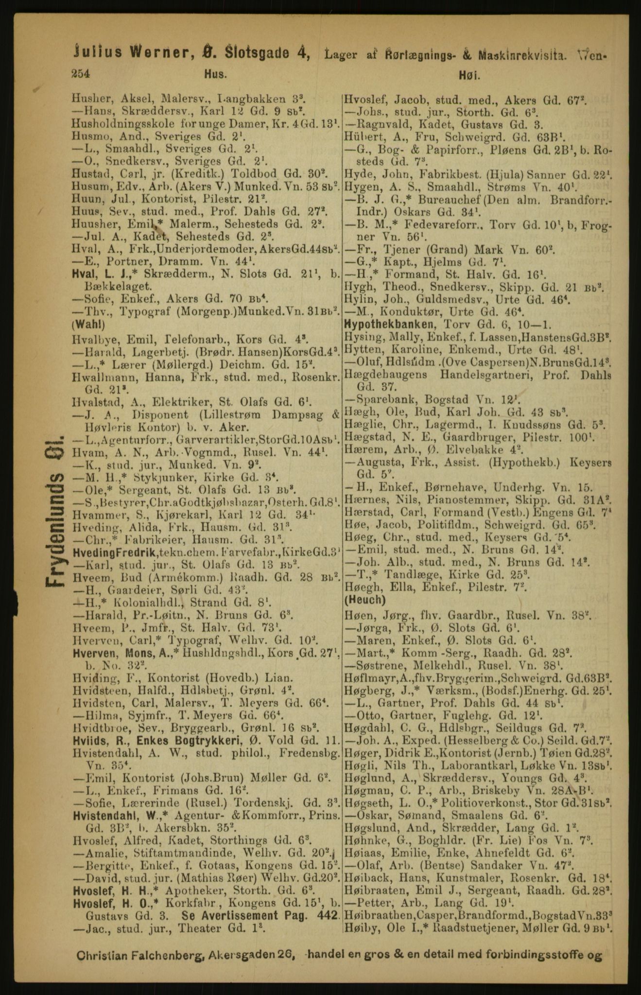 Kristiania/Oslo adressebok, PUBL/-, 1891, p. 254