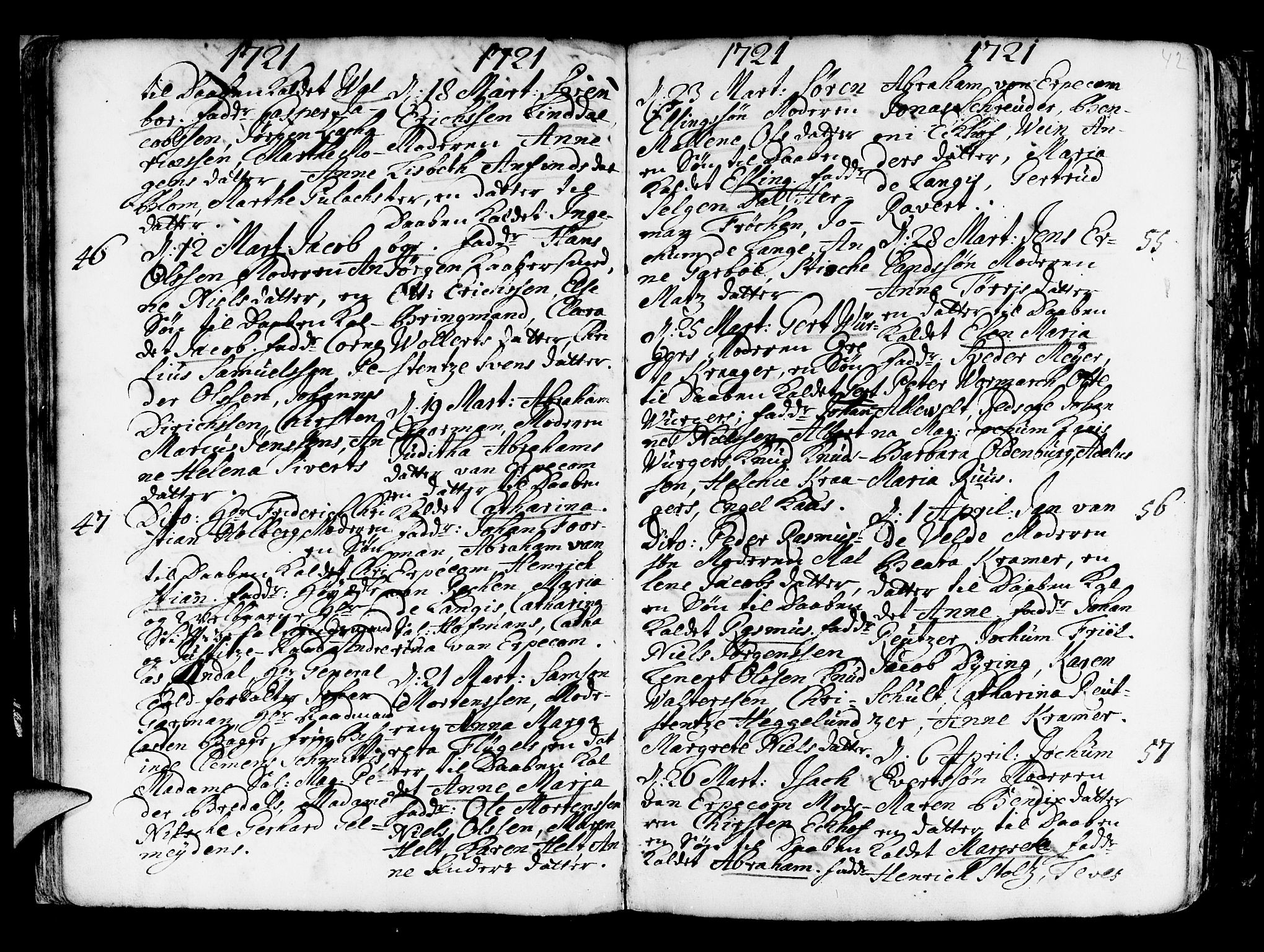 Nykirken Sokneprestembete, AV/SAB-A-77101/H/Haa/L0003: Parish register (official) no. A 3, 1717-1764, p. 42