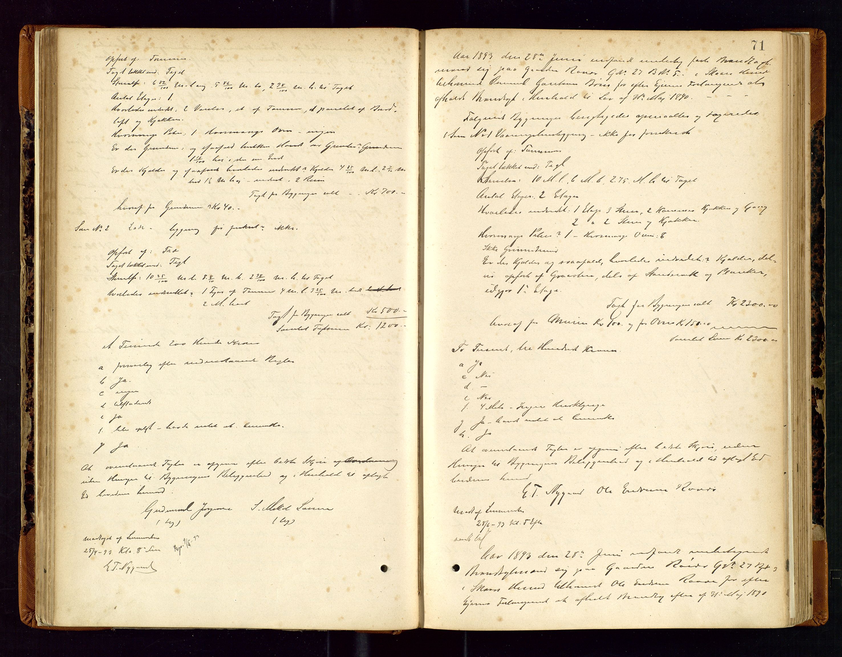 Torvestad lensmannskontor, SAST/A-100307/1/Goa/L0002: "Brandtaxationsprotokol for Torvestad Thinglag", 1883-1917, p. 70b-71a