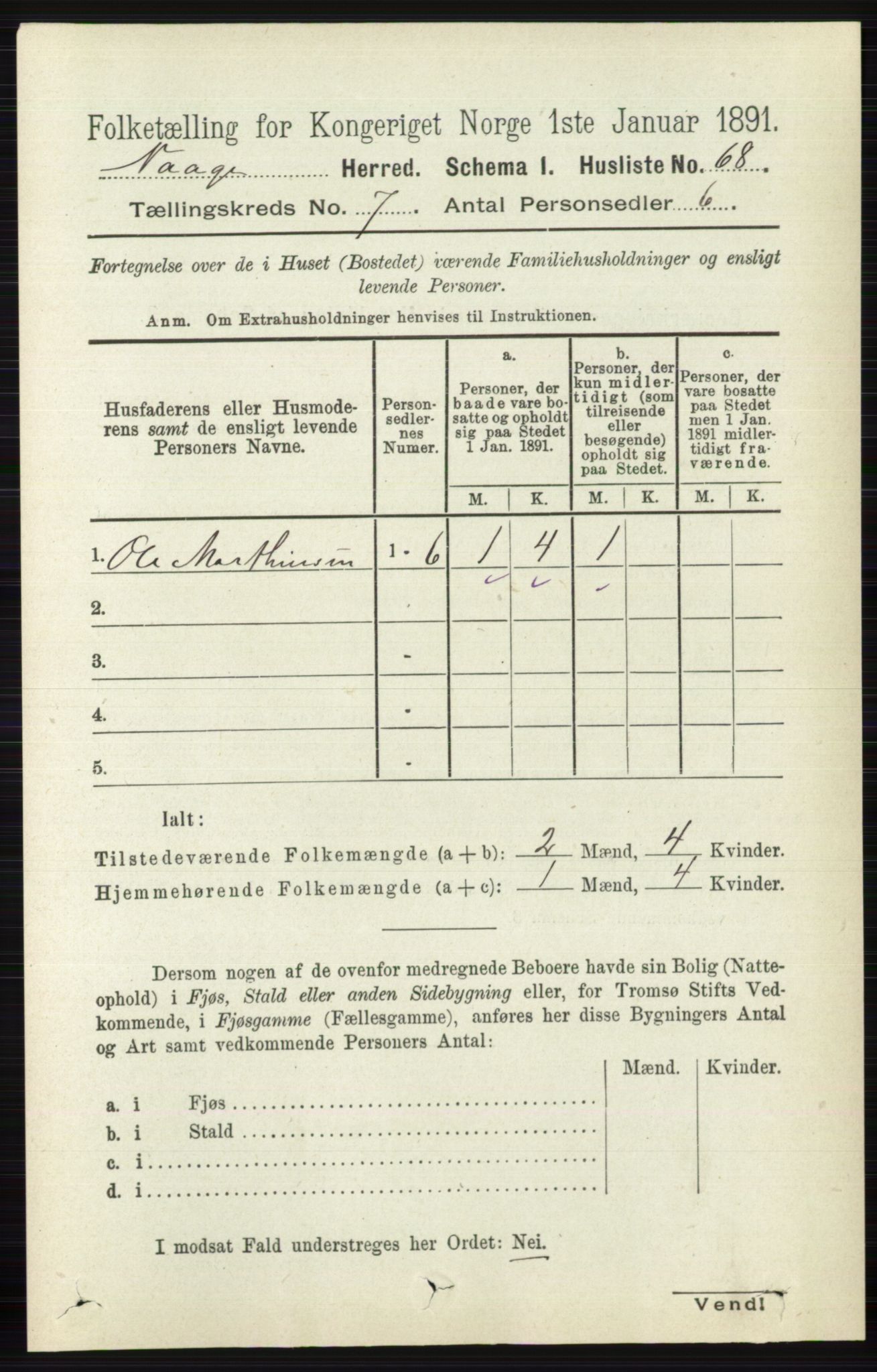 RA, 1891 census for 0515 Vågå, 1891, p. 4317