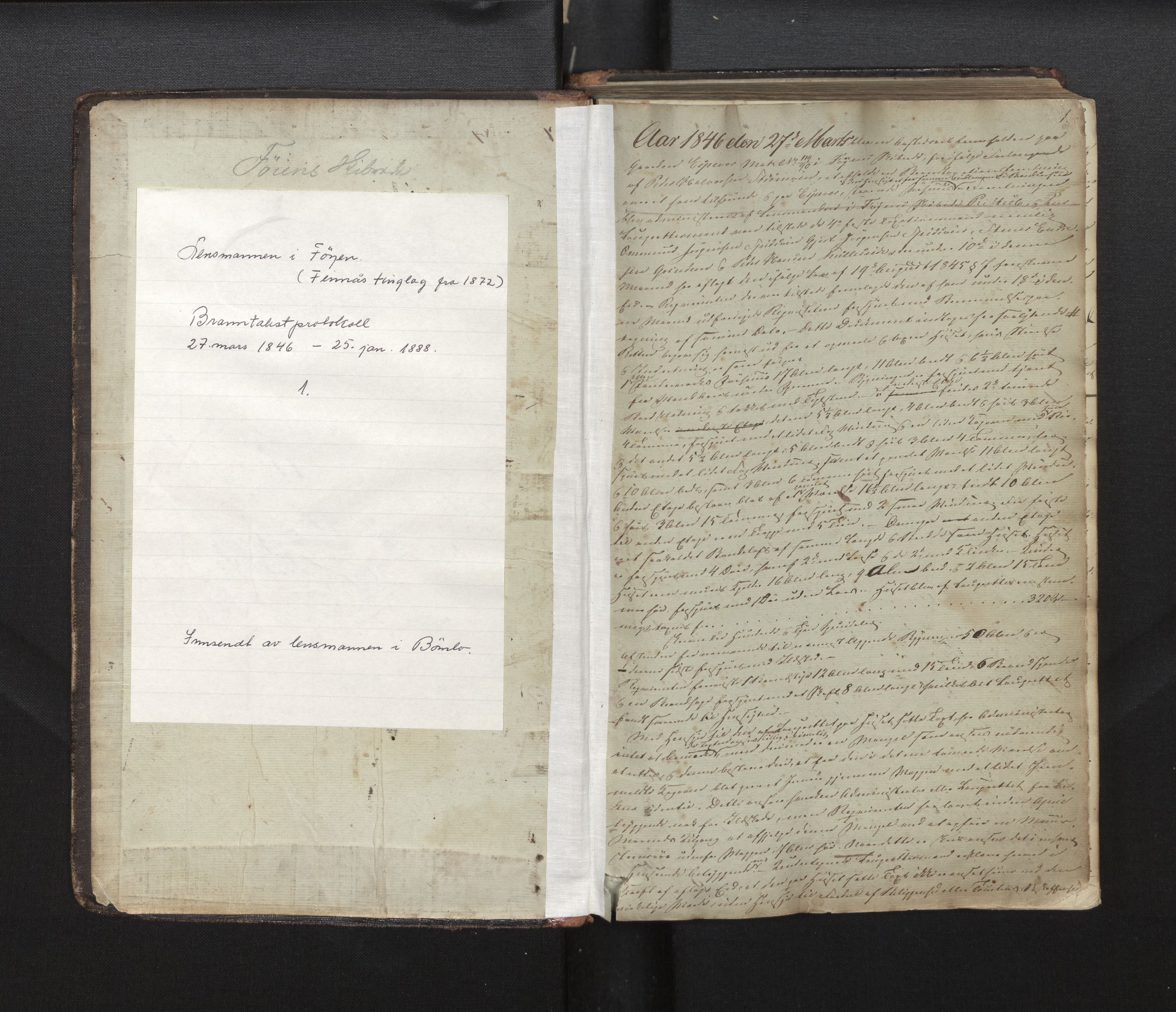 Lensmannen i Finnås, AV/SAB-A-31901/0012/L0001: Branntakstprotokoll, 1846-1888, p. 1a