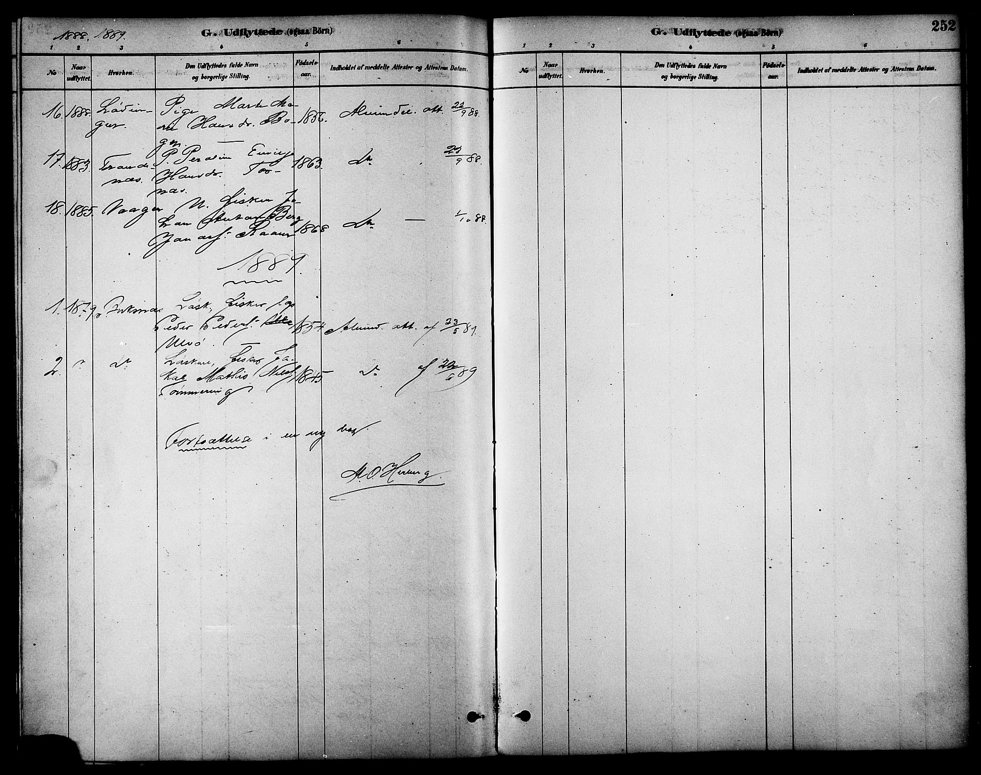 Ministerialprotokoller, klokkerbøker og fødselsregistre - Nordland, AV/SAT-A-1459/861/L0868: Parish register (official) no. 861A03, 1879-1889, p. 252