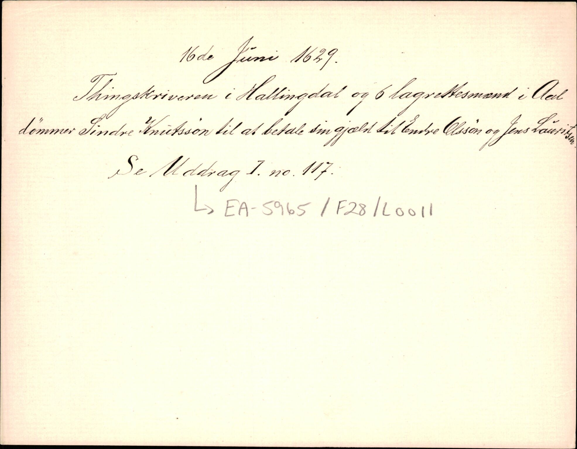 Riksarkivets diplomsamling, AV/RA-EA-5965/F35/F35d/L0003: Innlånte diplomer, seddelregister, 1621-1642, p. 257