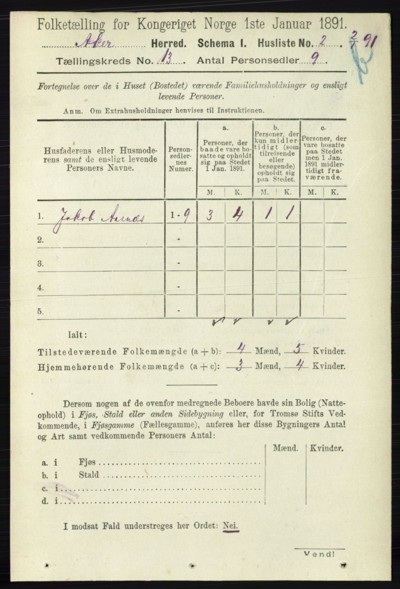 RA, 1891 census for 0218 Aker, 1891, p. 12028