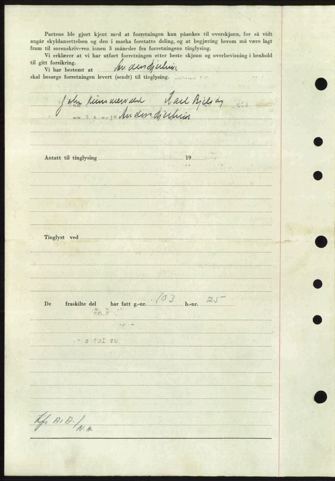 Nordmøre sorenskriveri, AV/SAT-A-4132/1/2/2Ca: Mortgage book no. A103, 1946-1947, Diary no: : 45/1947