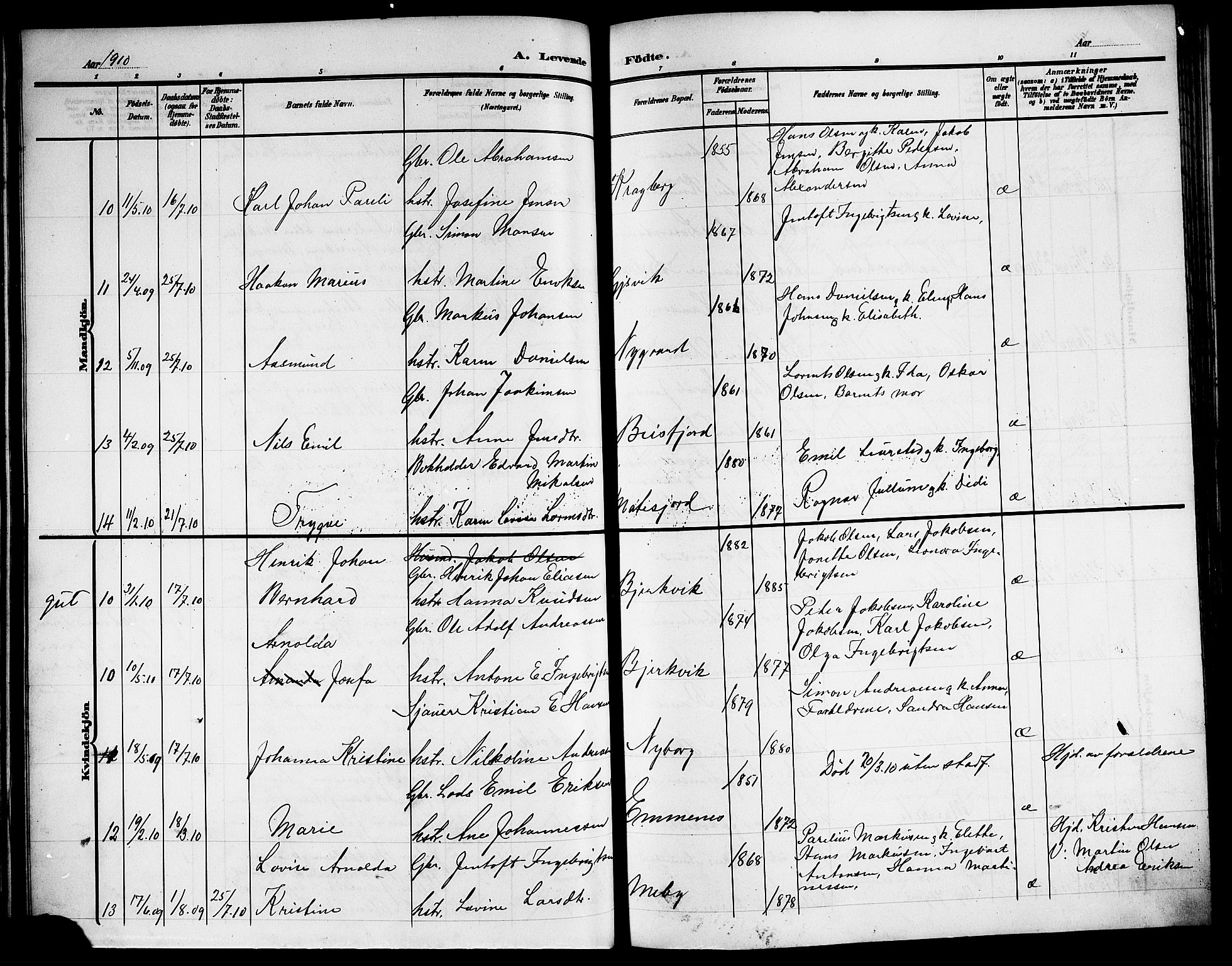 Ministerialprotokoller, klokkerbøker og fødselsregistre - Nordland, AV/SAT-A-1459/866/L0954: Parish register (copy) no. 866C03, 1905-1923