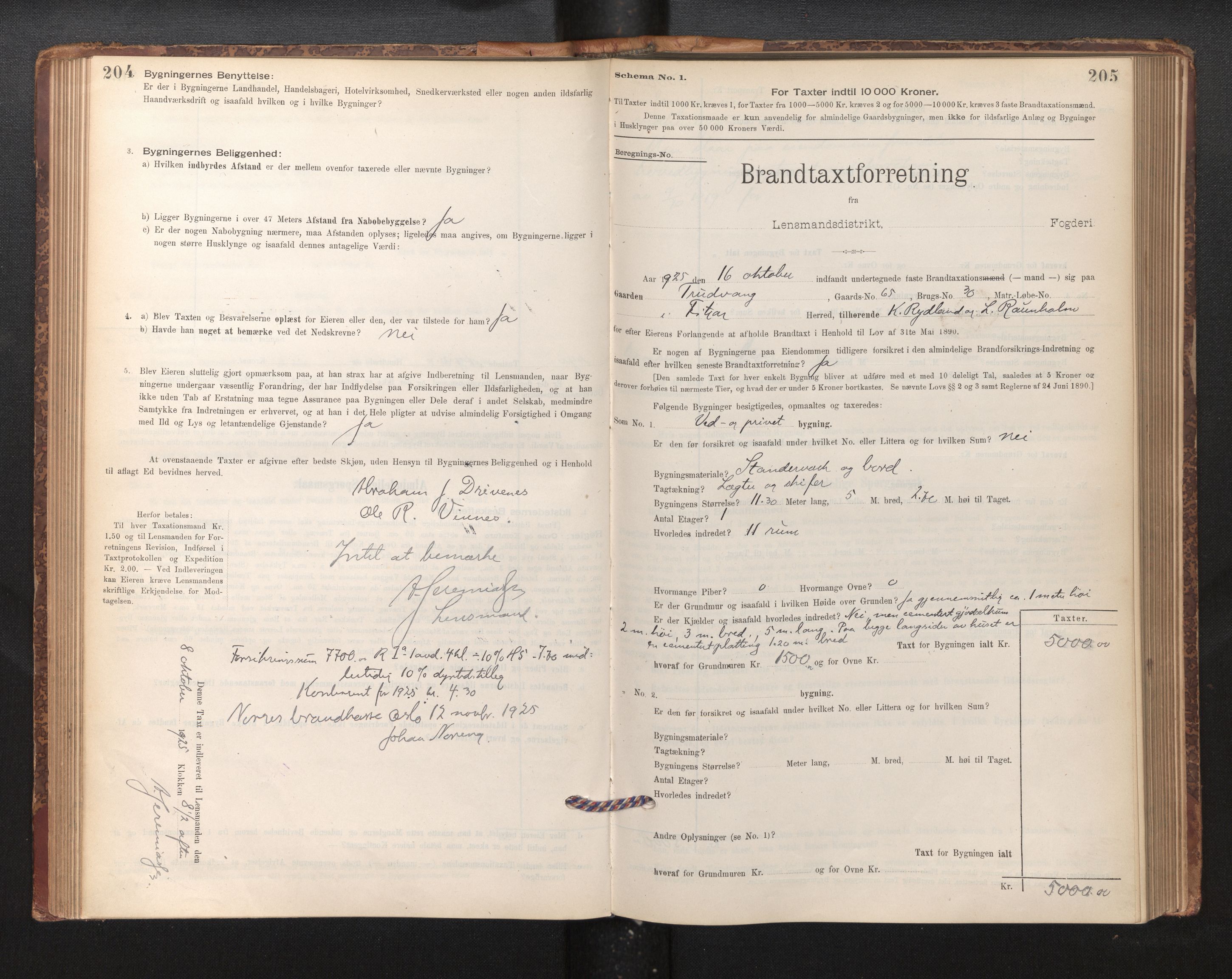 Lensmannen i Fitjar, SAB/A-32001/0012/L0001: Branntakstprotokoll, skjematakst, 1895-1948, p. 204-205