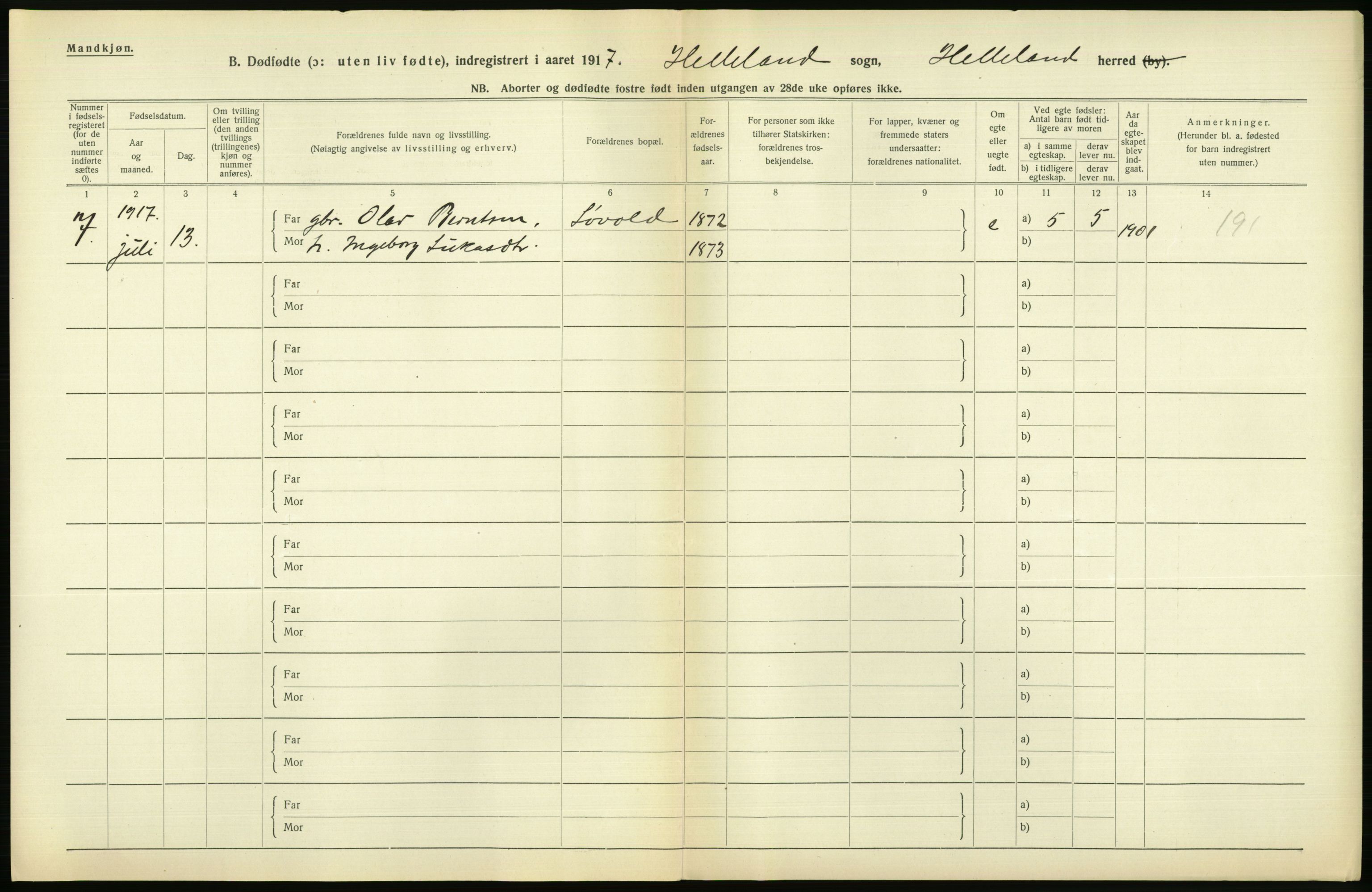 Statistisk sentralbyrå, Sosiodemografiske emner, Befolkning, RA/S-2228/D/Df/Dfb/Dfbg/L0033: Stavanger amt: Døde, dødfødte. Bygder og byer., 1917, p. 638