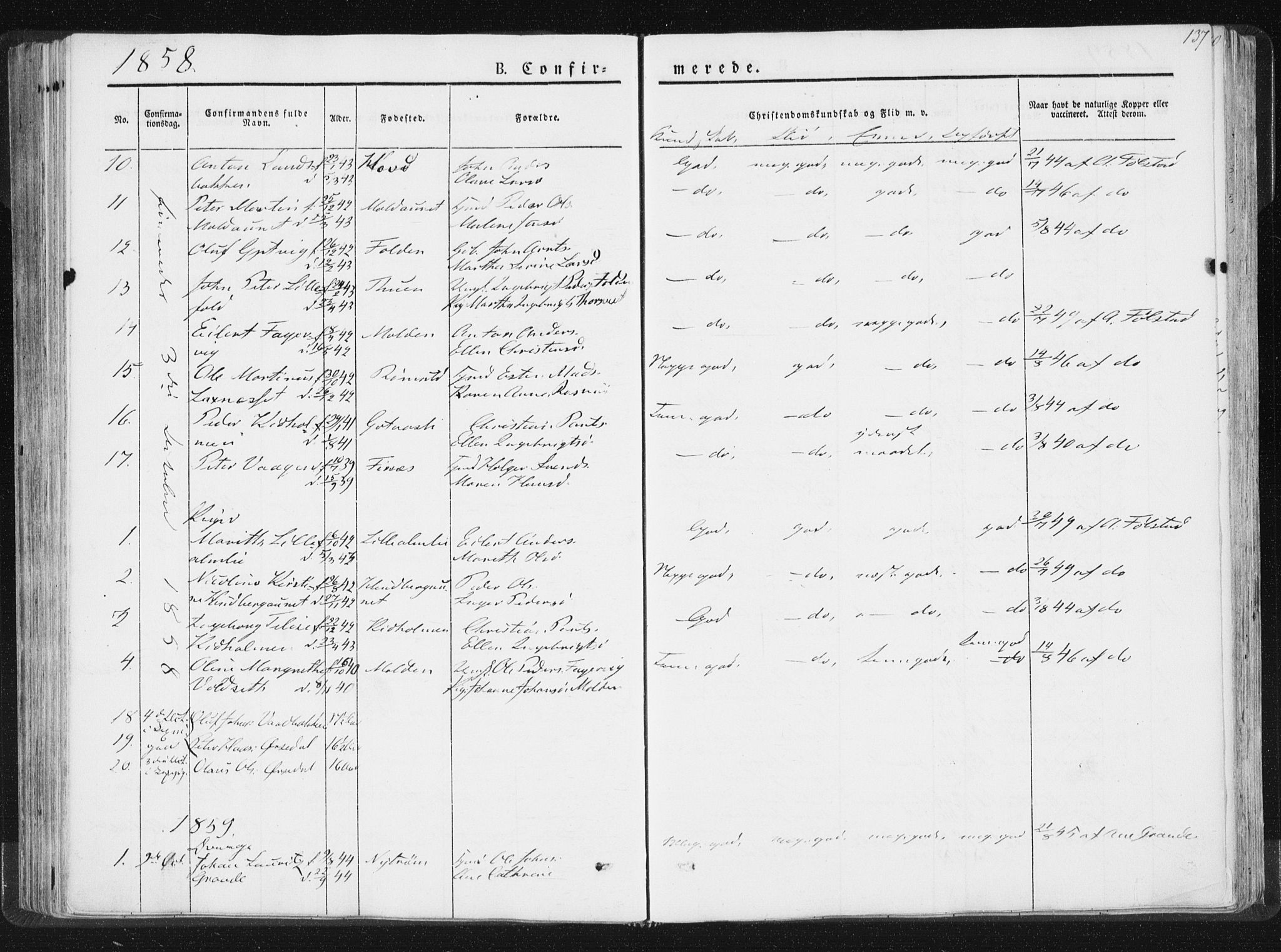 Ministerialprotokoller, klokkerbøker og fødselsregistre - Nord-Trøndelag, SAT/A-1458/744/L0418: Parish register (official) no. 744A02, 1843-1866, p. 137