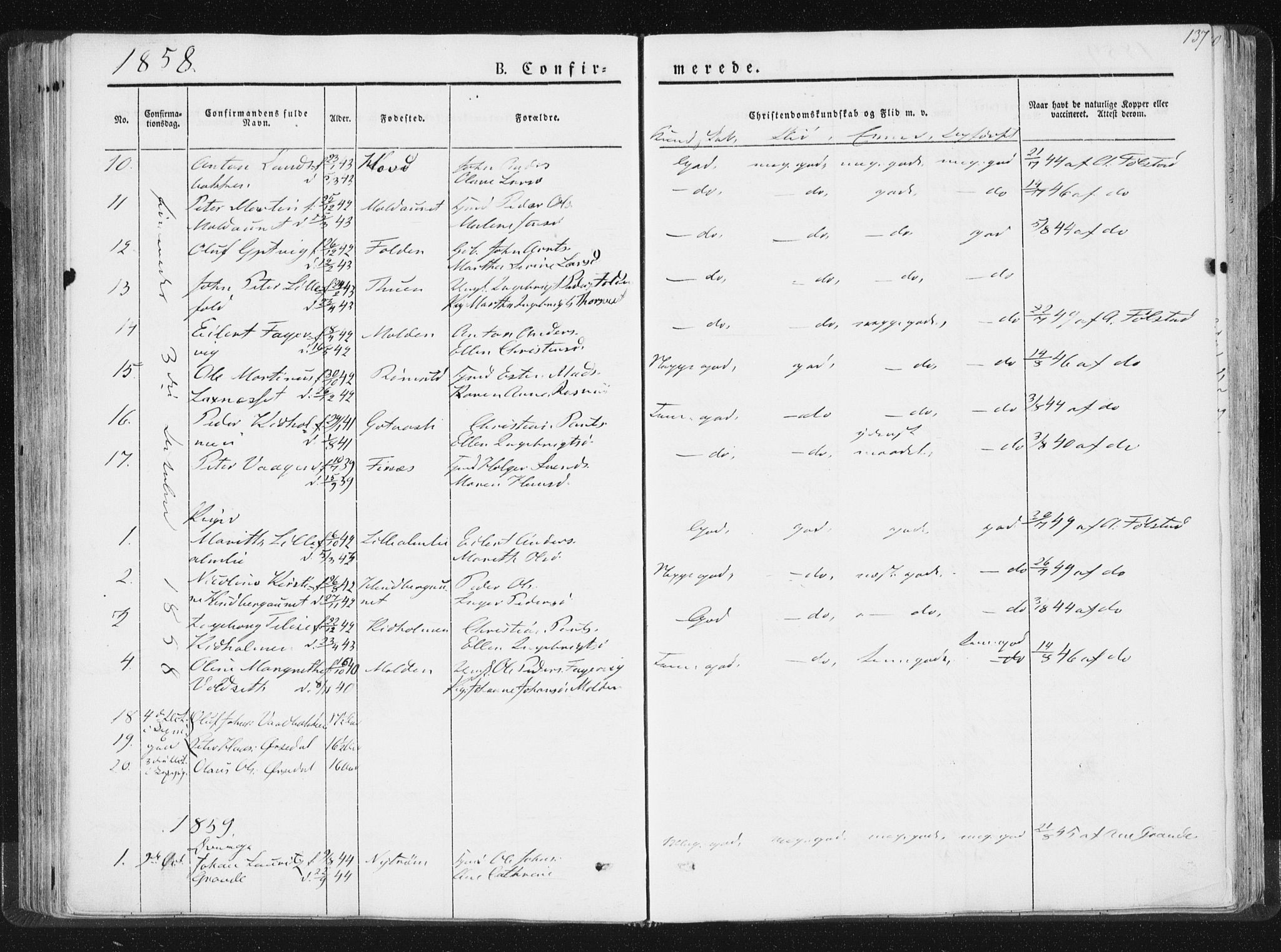 Ministerialprotokoller, klokkerbøker og fødselsregistre - Nord-Trøndelag, AV/SAT-A-1458/744/L0418: Parish register (official) no. 744A02, 1843-1866, p. 137