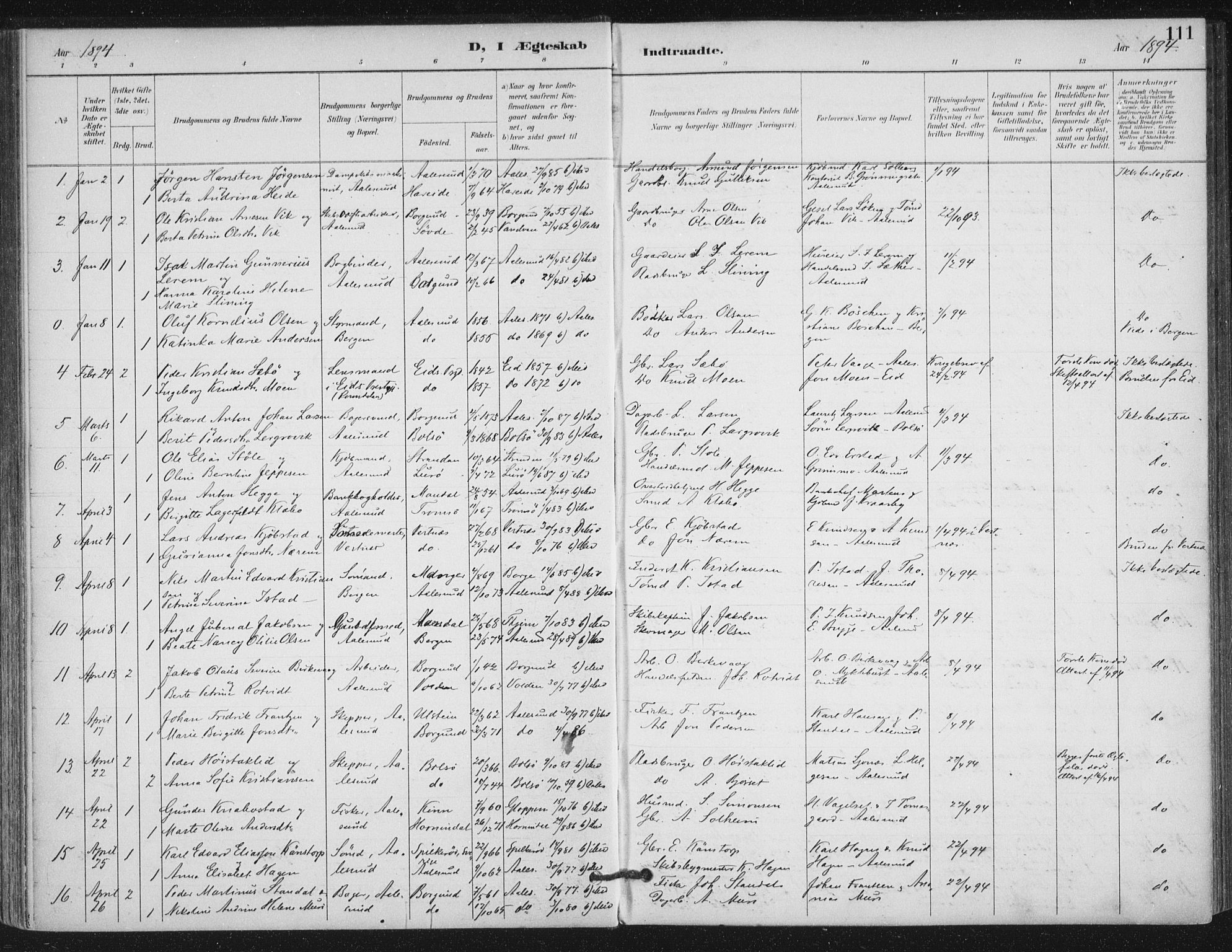 Ministerialprotokoller, klokkerbøker og fødselsregistre - Møre og Romsdal, SAT/A-1454/529/L0457: Parish register (official) no. 529A07, 1894-1903, p. 111
