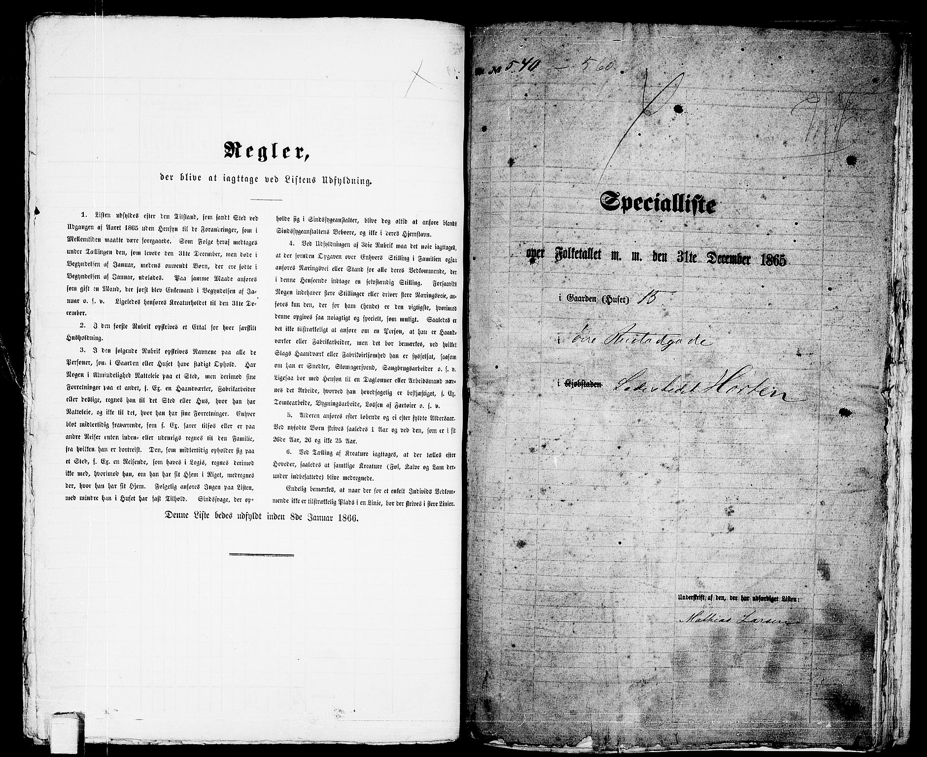 RA, 1865 census for Horten, 1865, p. 1123