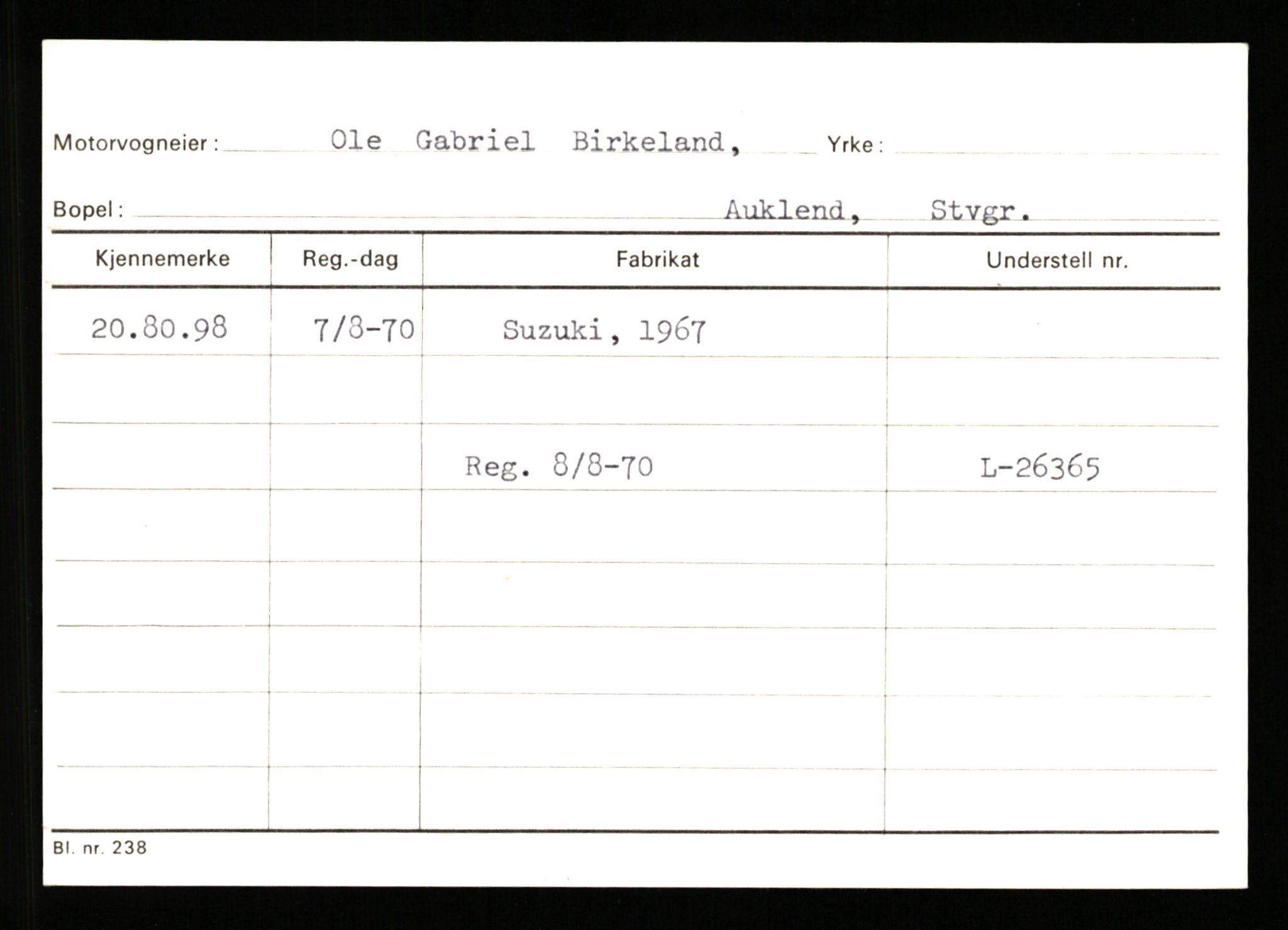 Stavanger trafikkstasjon, AV/SAST-A-101942/0/G/L0010: Registreringsnummer: 130000 - 239953, 1930-1971, p. 2383