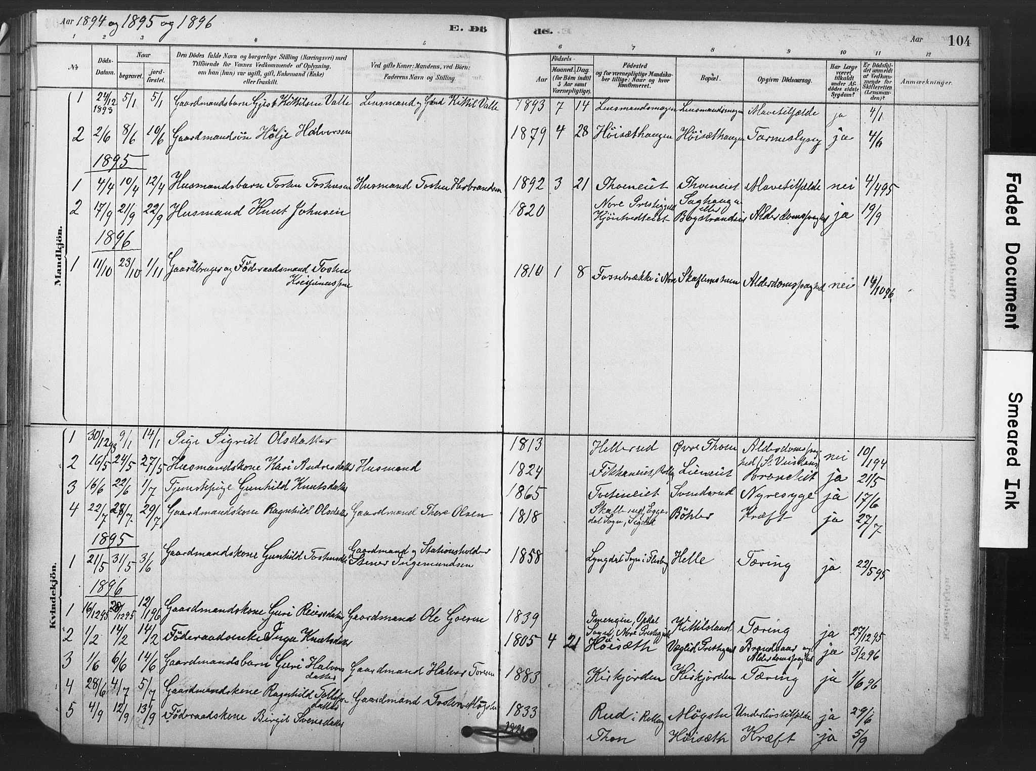 Rollag kirkebøker, AV/SAKO-A-240/F/Fb/L0001: Parish register (official) no. II 1, 1878-1899, p. 104