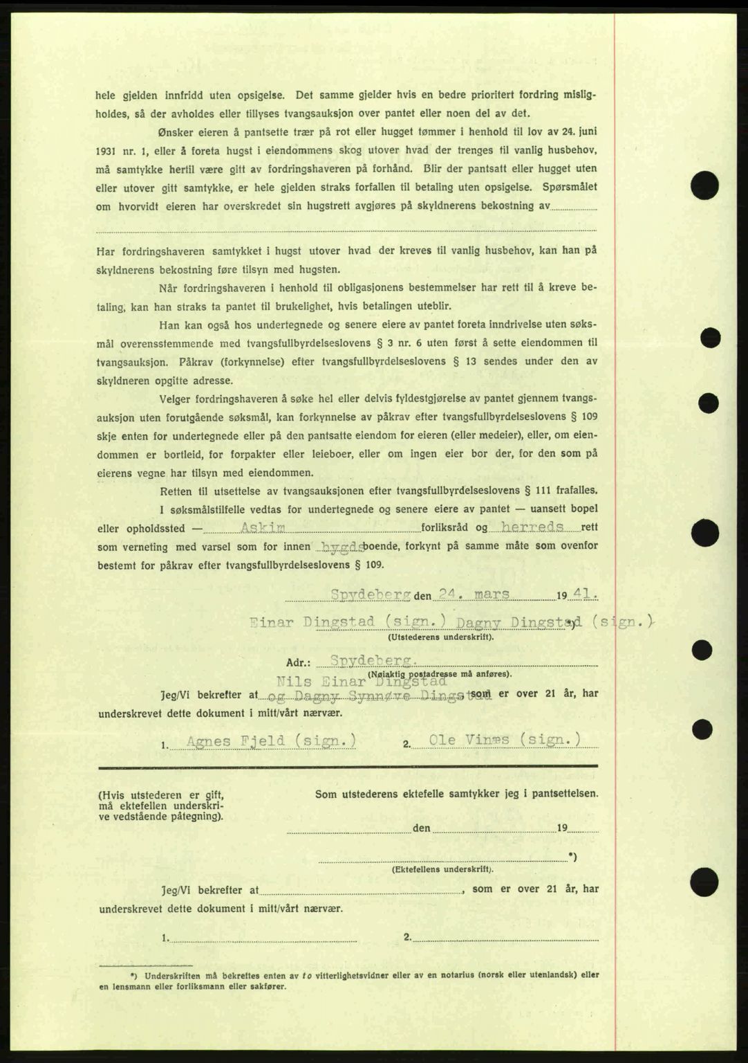 Moss sorenskriveri, SAO/A-10168: Mortgage book no. B10, 1940-1941, Diary no: : 663/1941