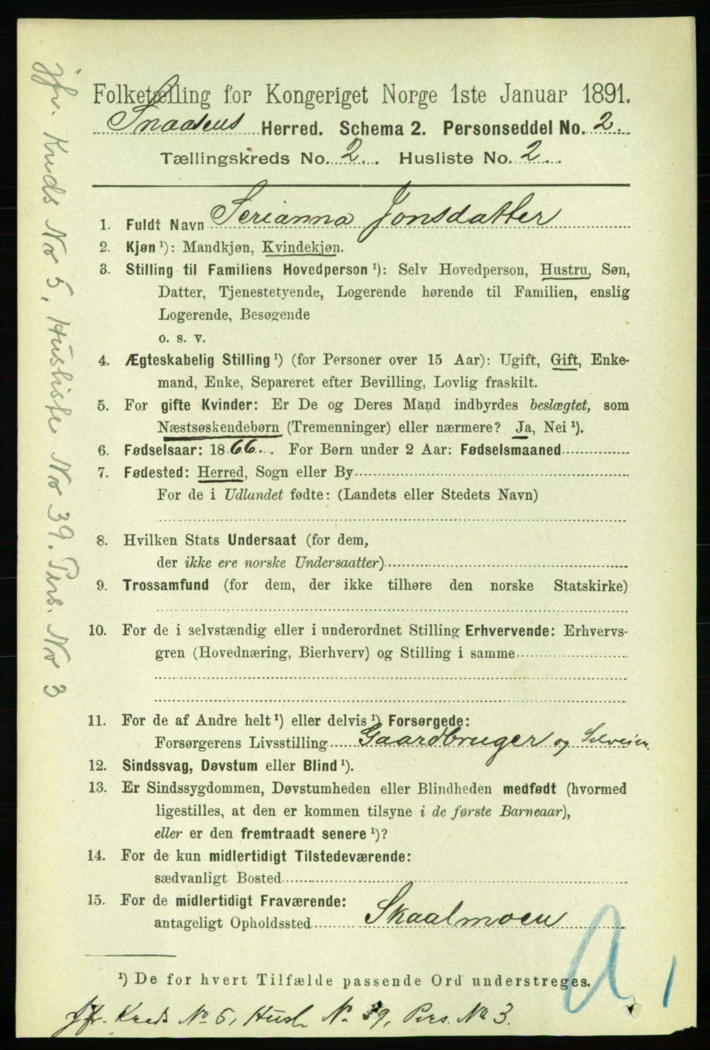 RA, 1891 census for 1736 Snåsa, 1891, p. 469