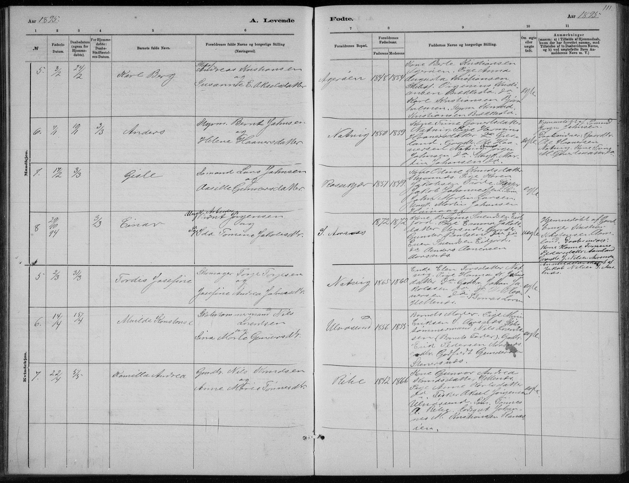 Høvåg sokneprestkontor, AV/SAK-1111-0025/F/Fb/L0004: Parish register (copy) no. B 4, 1883-1898, p. 111