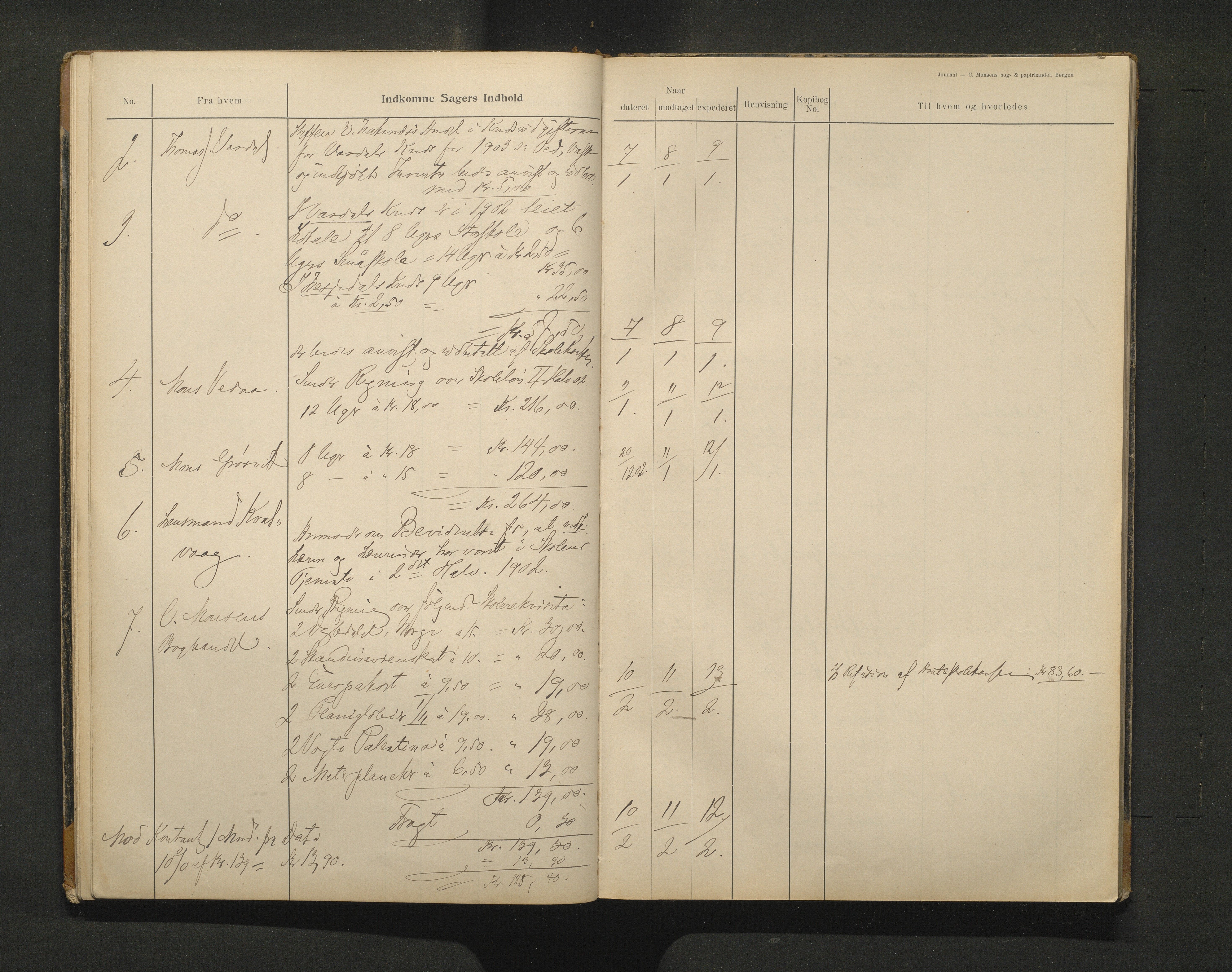 Bruvik kommune. Skulestyre, IKAH/1251a-211/C/Ca/L0002: Postjournal for Bruvik skulestyre, 1901-1912