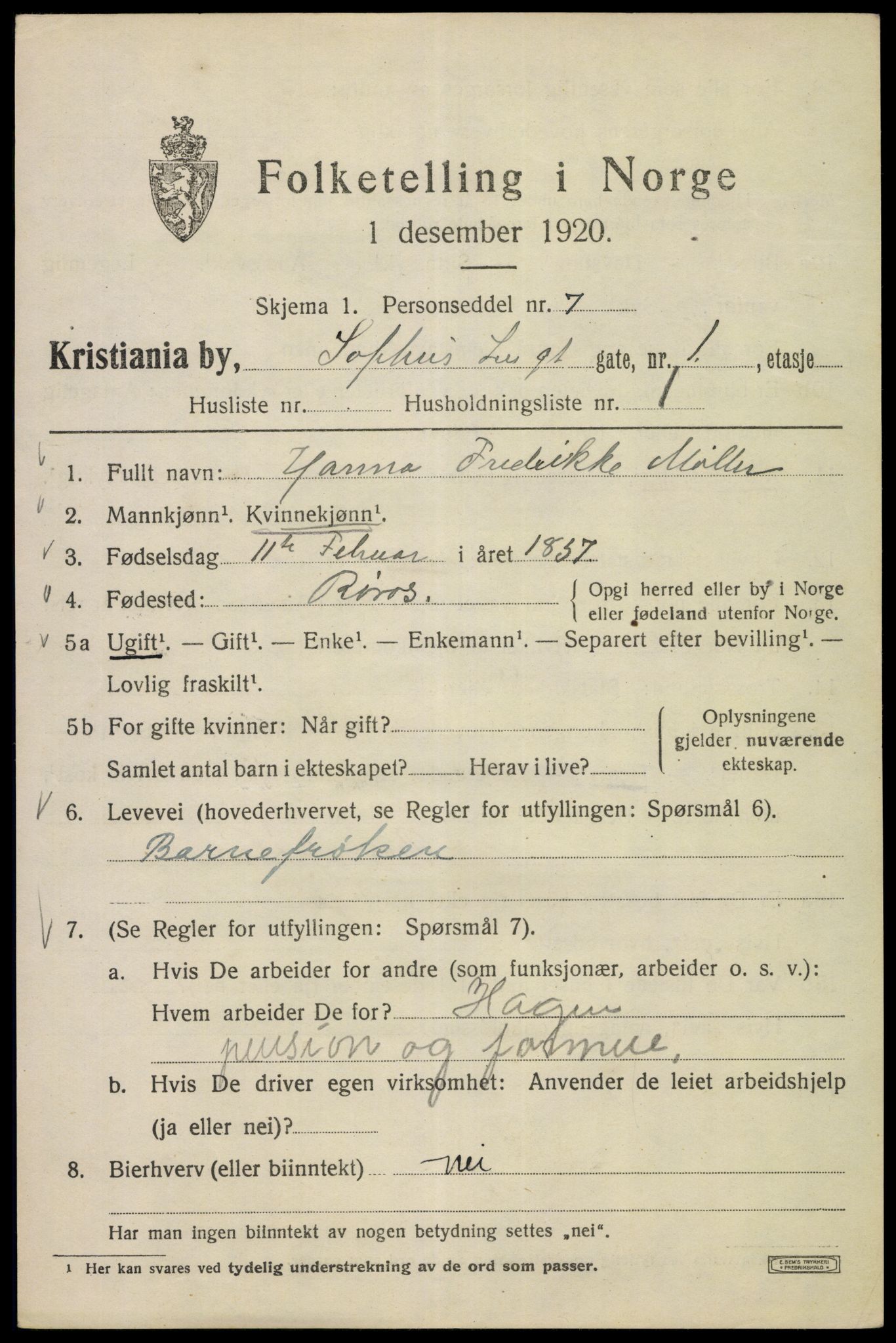 SAO, 1920 census for Kristiania, 1920, p. 528215