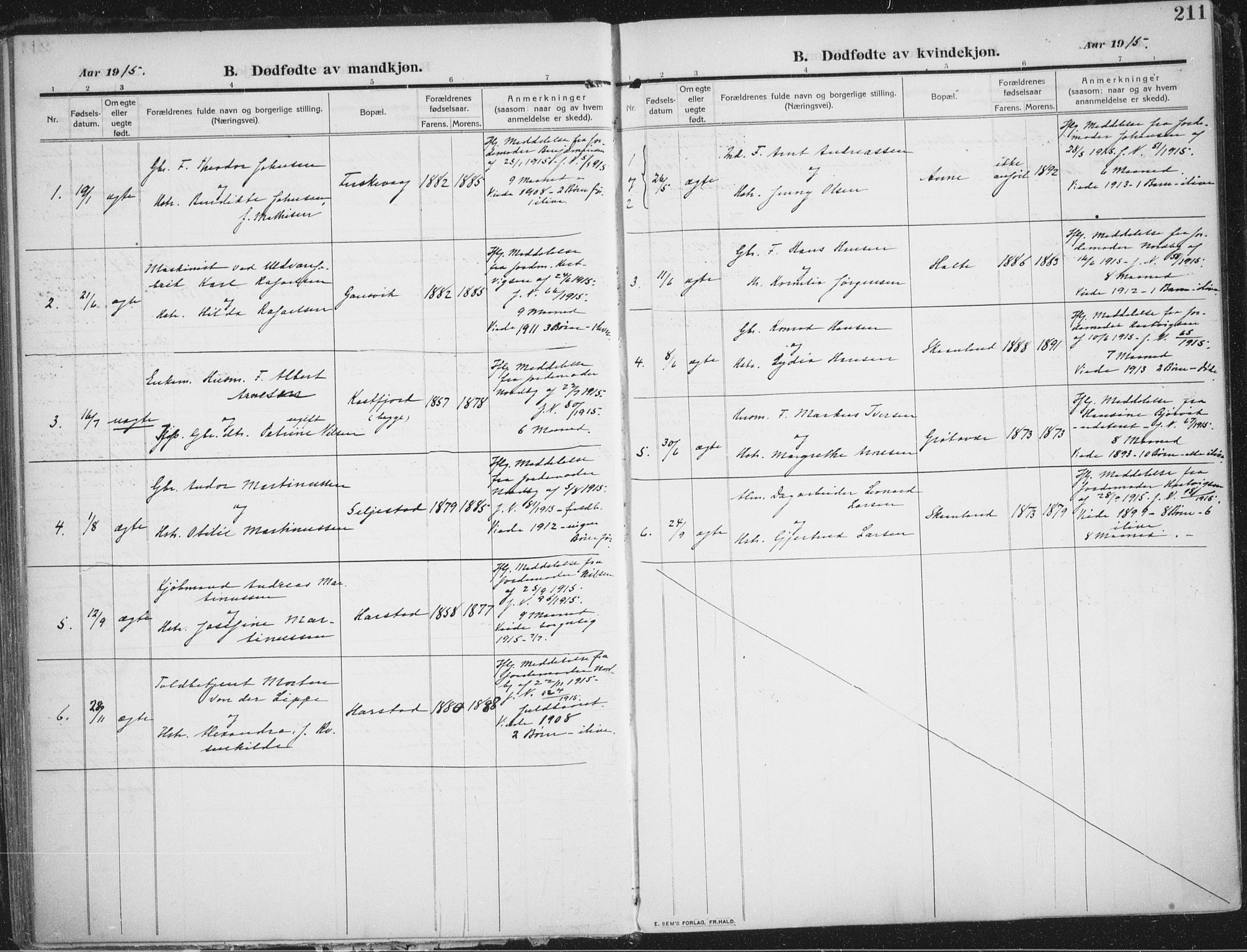 Trondenes sokneprestkontor, AV/SATØ-S-1319/H/Ha/L0018kirke: Parish register (official) no. 18, 1909-1918, p. 211