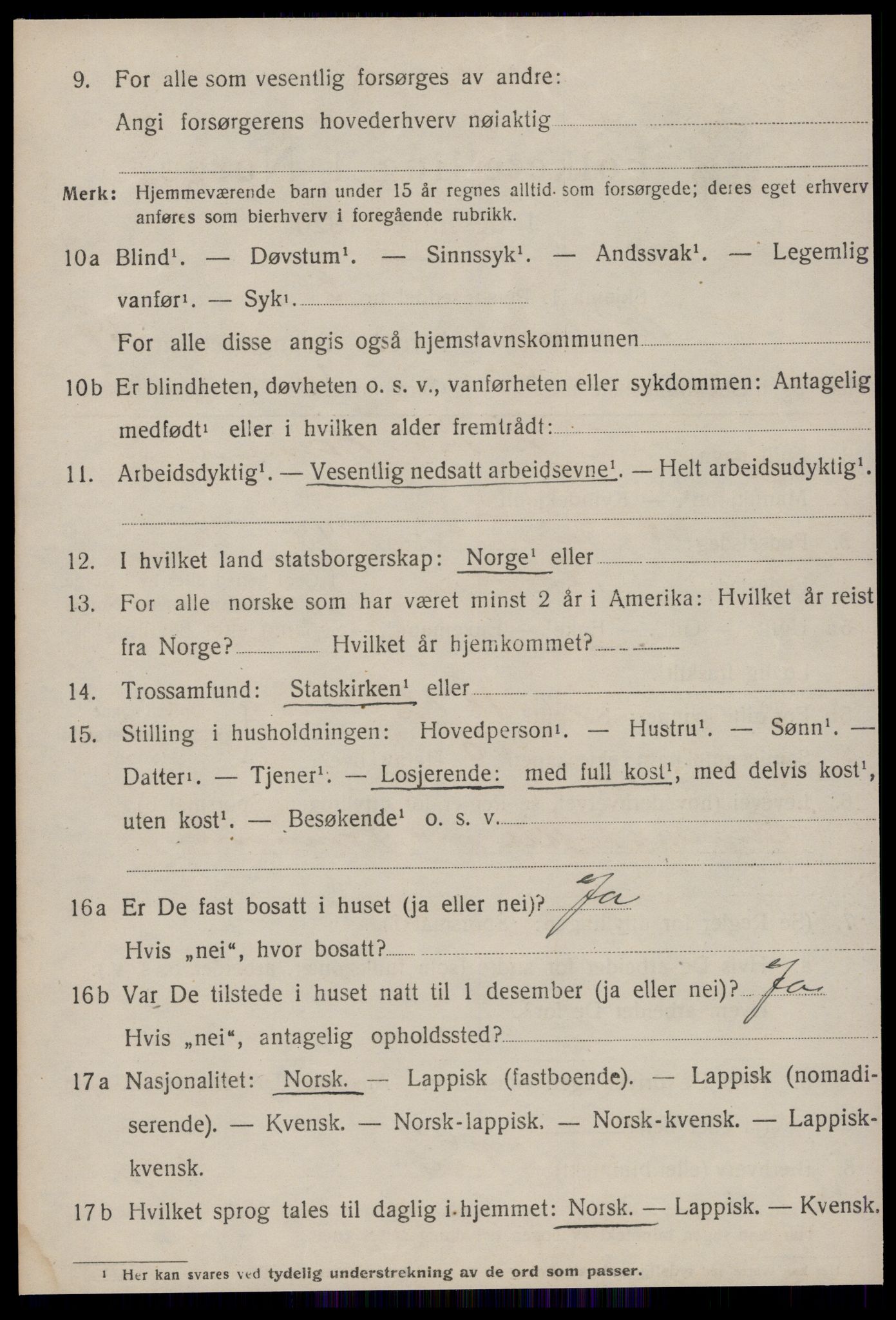 SAT, 1920 census for Røros, 1920, p. 10261