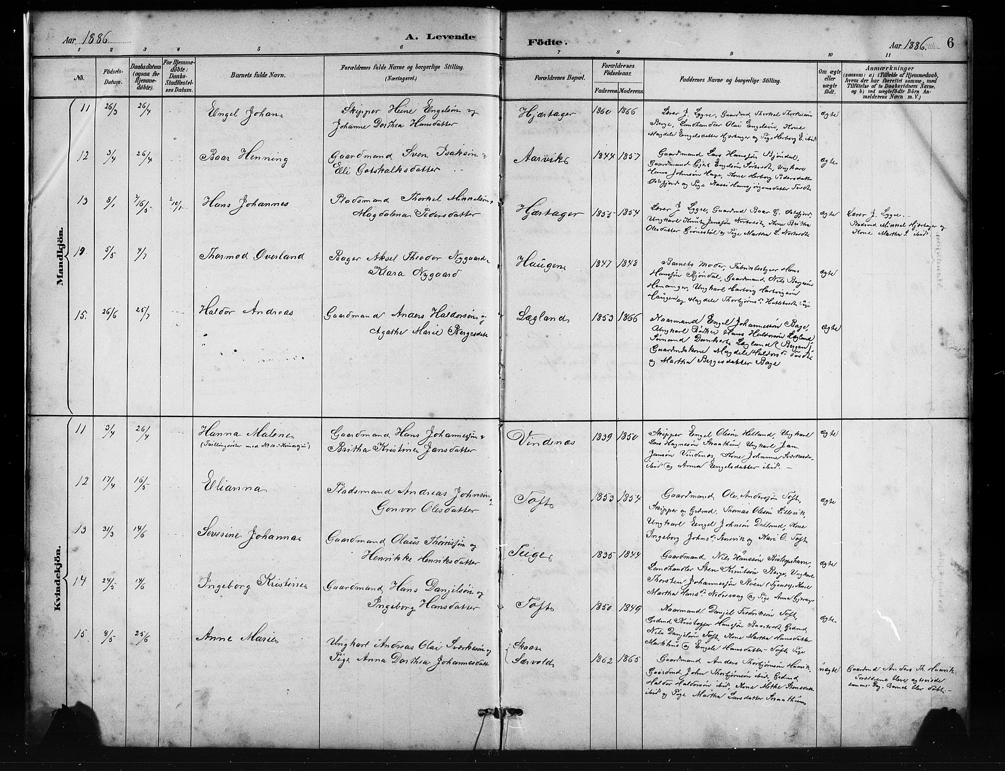 Fusa sokneprestembete, AV/SAB-A-75401/H/Hab: Parish register (copy) no. C 2, 1886-1926, p. 6