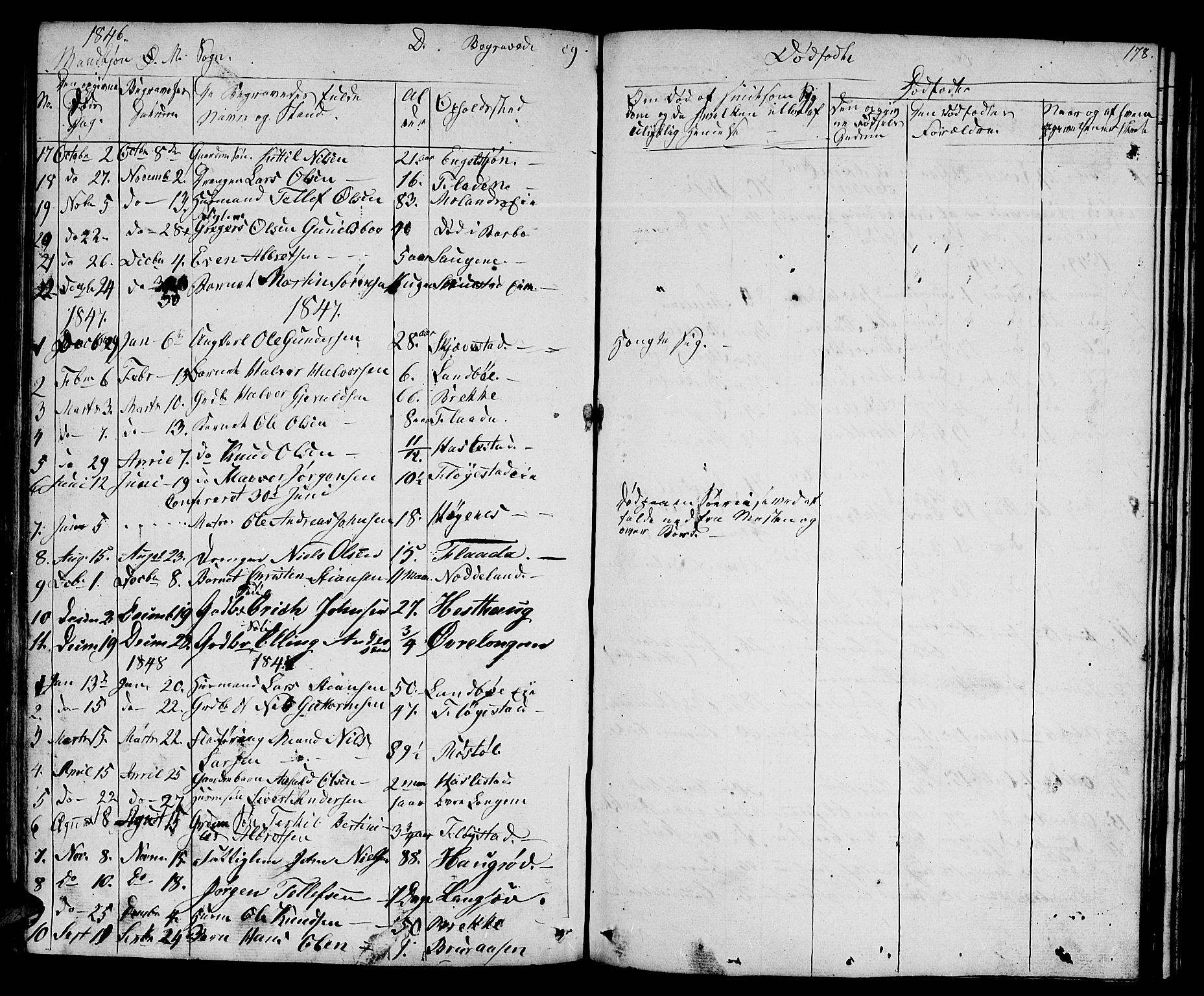 Austre Moland sokneprestkontor, SAK/1111-0001/F/Fb/Fba/L0001: Parish register (copy) no. B 1, 1842-1868, p. 178