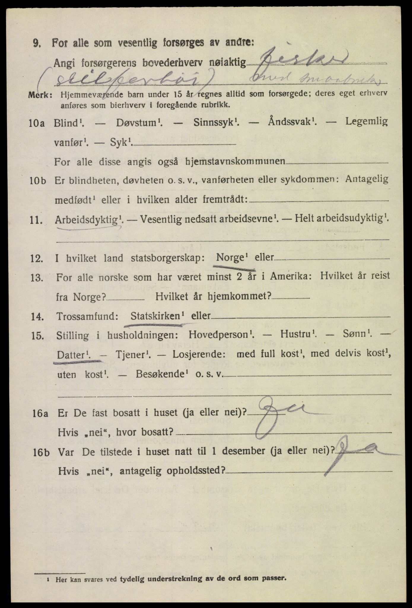 SAK, 1920 census for Sør-Audnedal, 1920, p. 4224