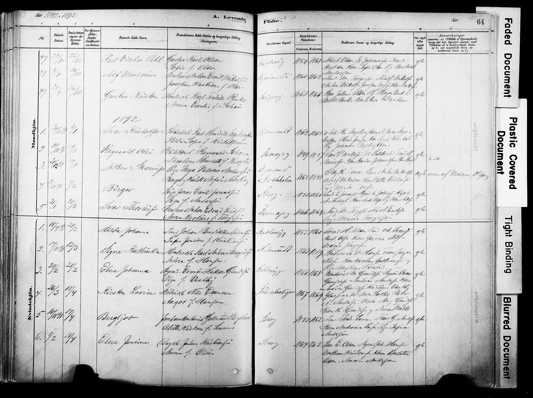 Strømsø kirkebøker, AV/SAKO-A-246/F/Fb/L0006: Parish register (official) no. II 6, 1879-1910, p. 64