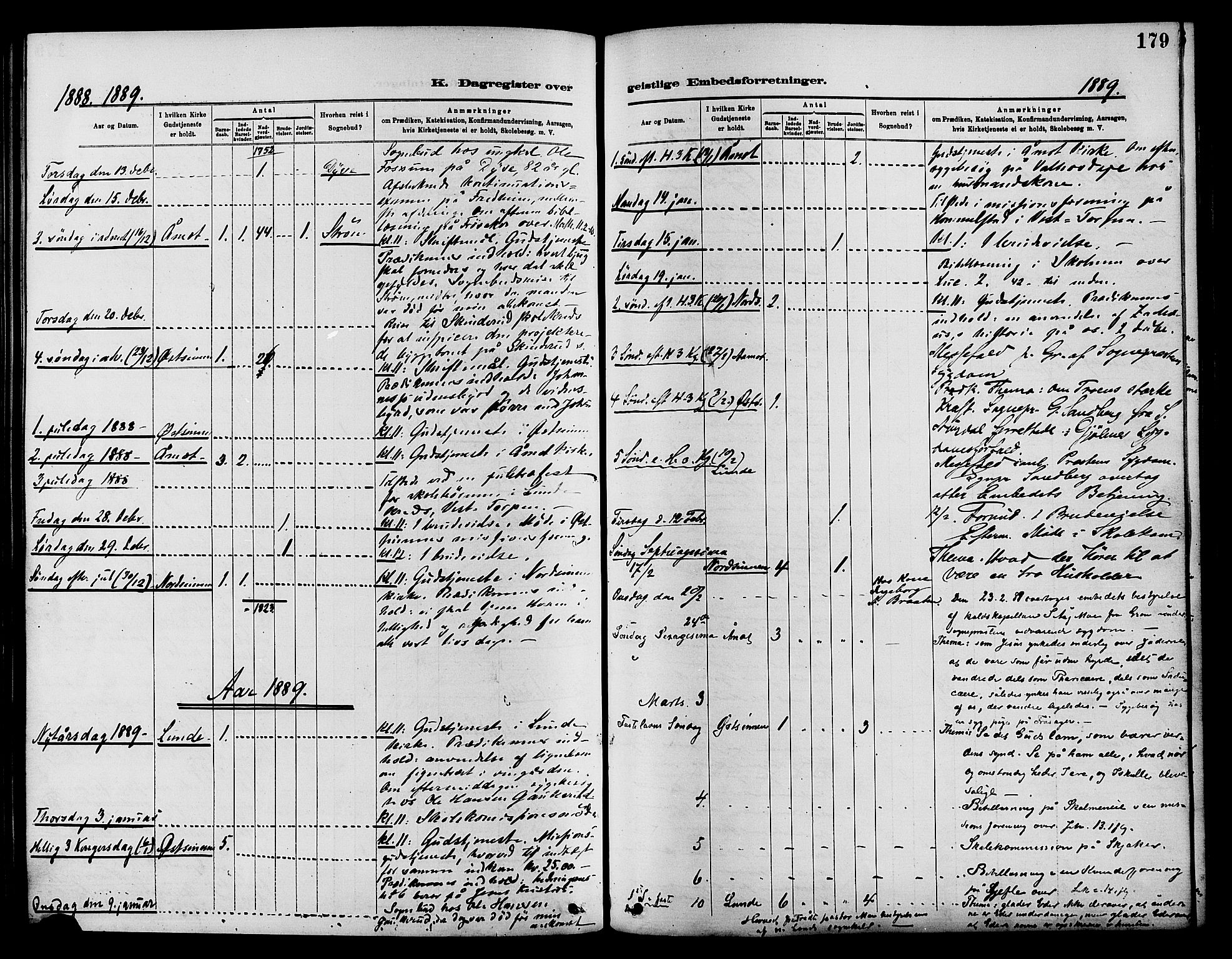 Nordre Land prestekontor, SAH/PREST-124/H/Ha/Haa/L0003: Parish register (official) no. 3, 1882-1896, p. 179