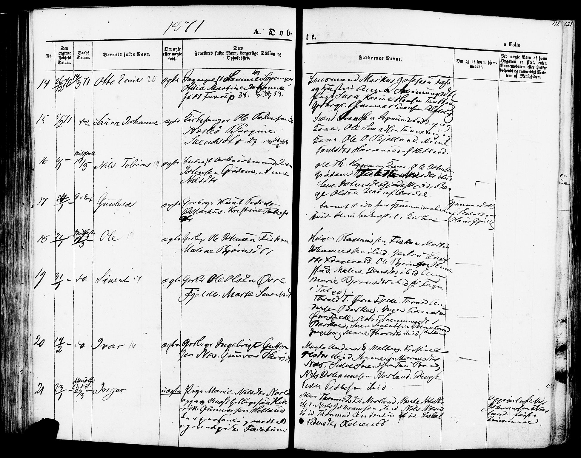 Strand sokneprestkontor, AV/SAST-A-101828/H/Ha/Haa/L0007: Parish register (official) no. A 7, 1855-1881, p. 112