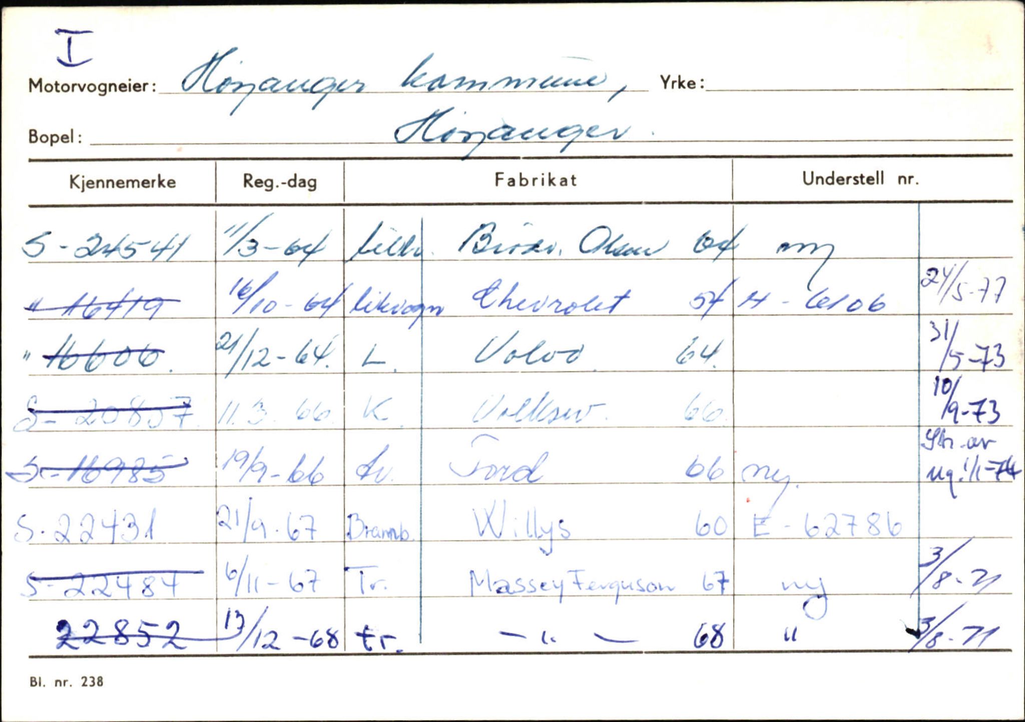 Statens vegvesen, Sogn og Fjordane vegkontor, AV/SAB-A-5301/4/F/L0130: Eigarregister Eid T-Å. Høyanger A-O, 1945-1975, p. 1567