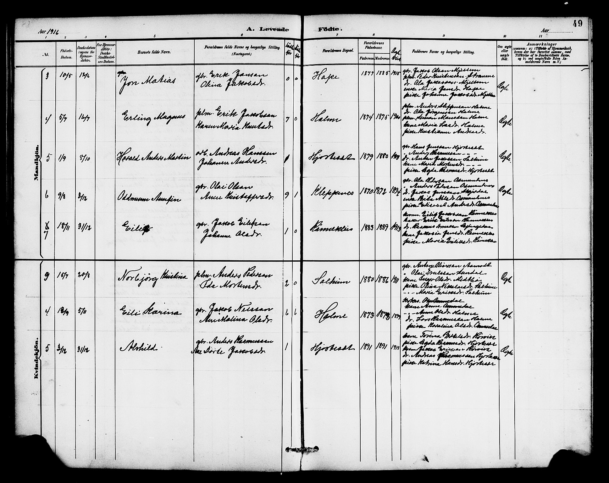 Gloppen sokneprestembete, SAB/A-80101/H/Hab/Habe/L0001: Parish register (copy) no. E 1, 1891-1917, p. 49