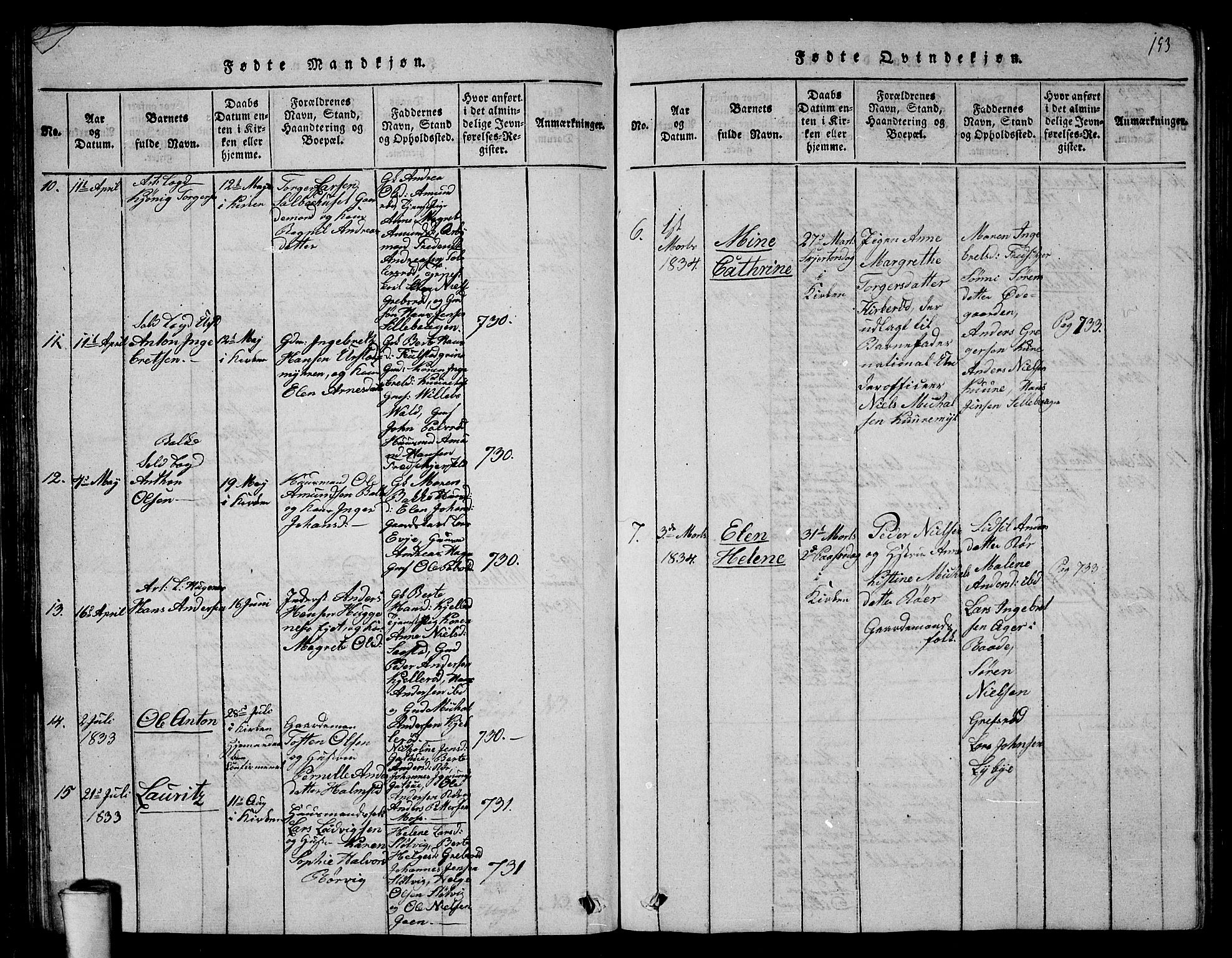 Rygge prestekontor Kirkebøker, SAO/A-10084b/G/Ga/L0001: Parish register (copy) no. 1, 1814-1871, p. 152-153