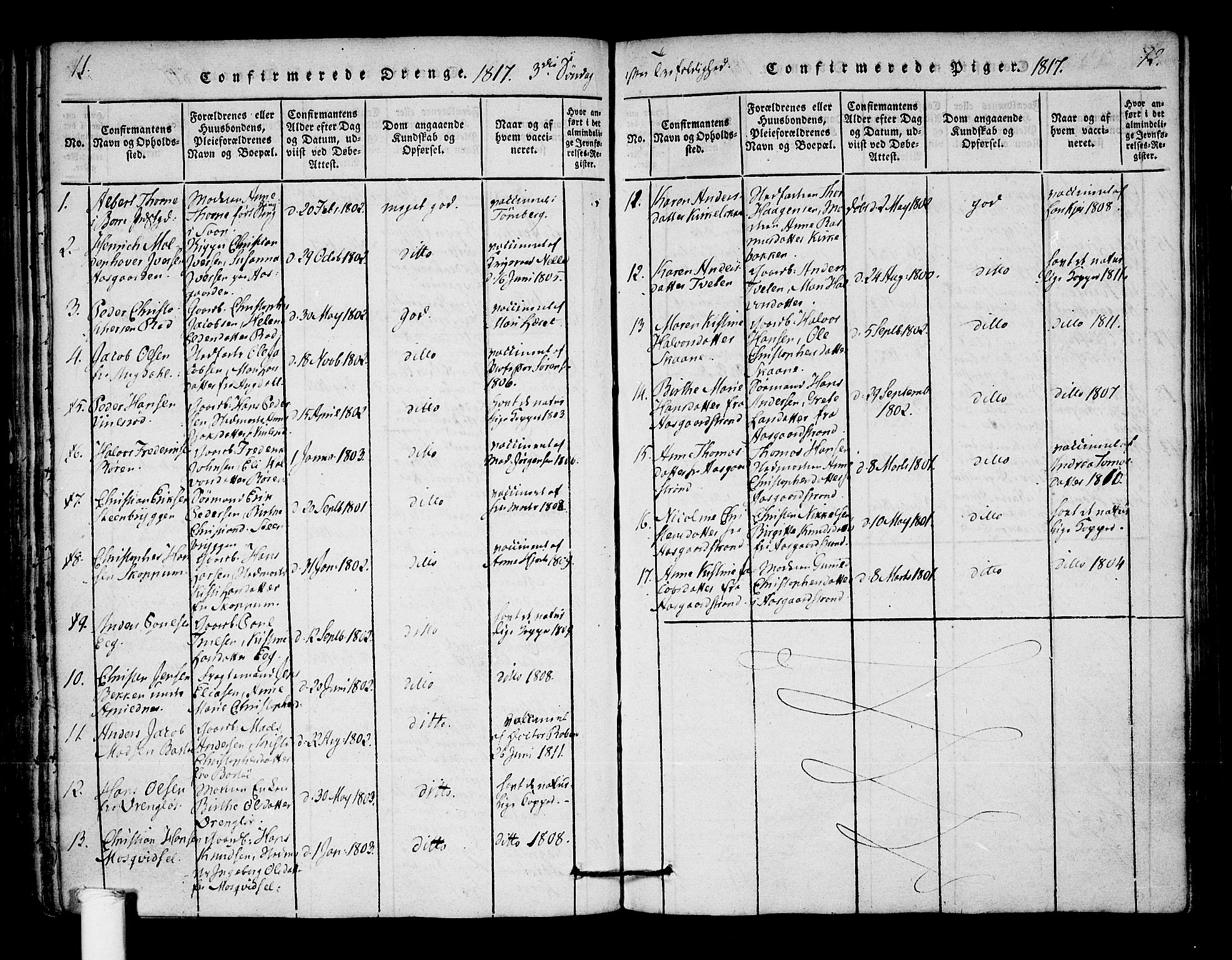 Borre kirkebøker, AV/SAKO-A-338/F/Fa/L0004: Parish register (official) no. I 4, 1815-1845, p. 11-12