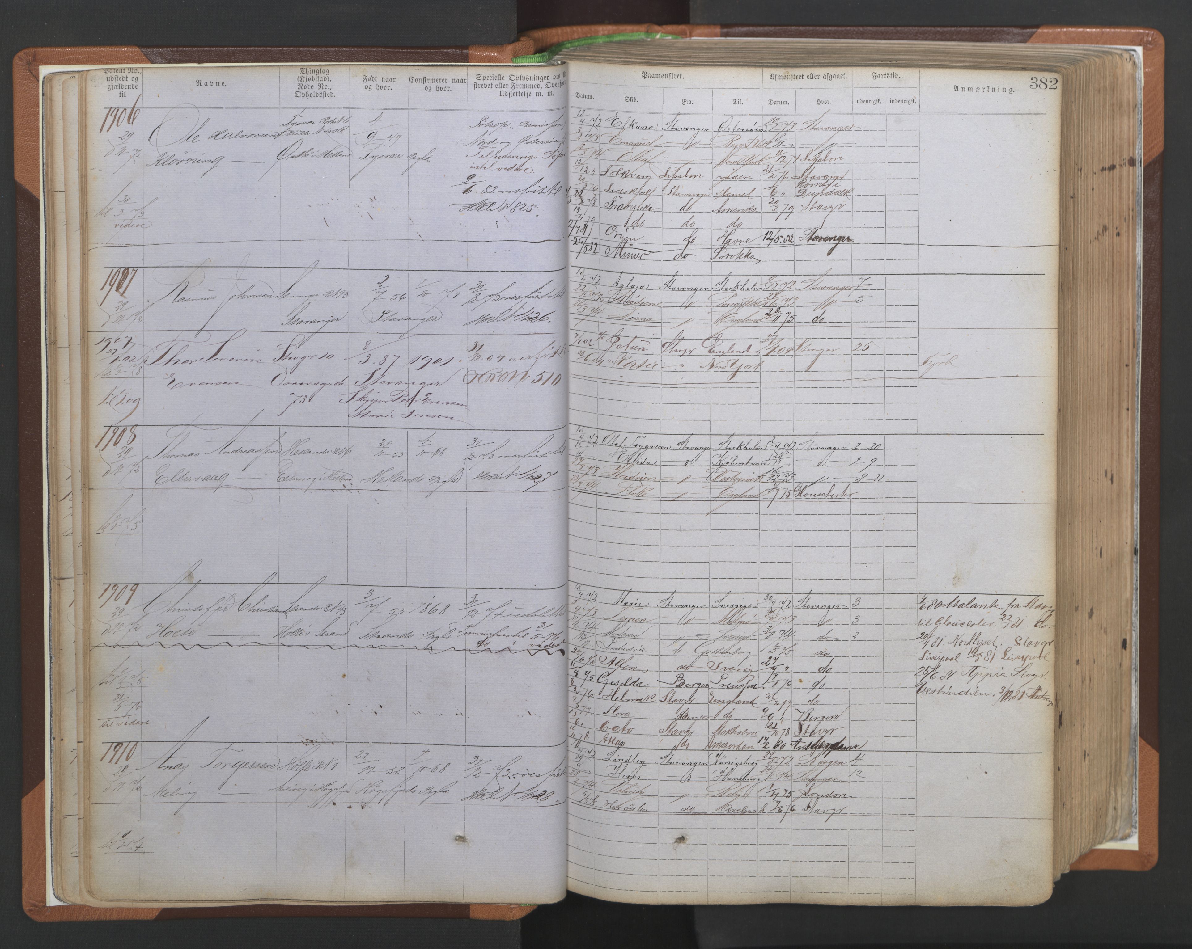 Stavanger sjømannskontor, AV/SAST-A-102006/F/Ff/L0009: Annotasjonsrulle, patentnr. 1805-3605 (dublett), 1872-1900, p. 25