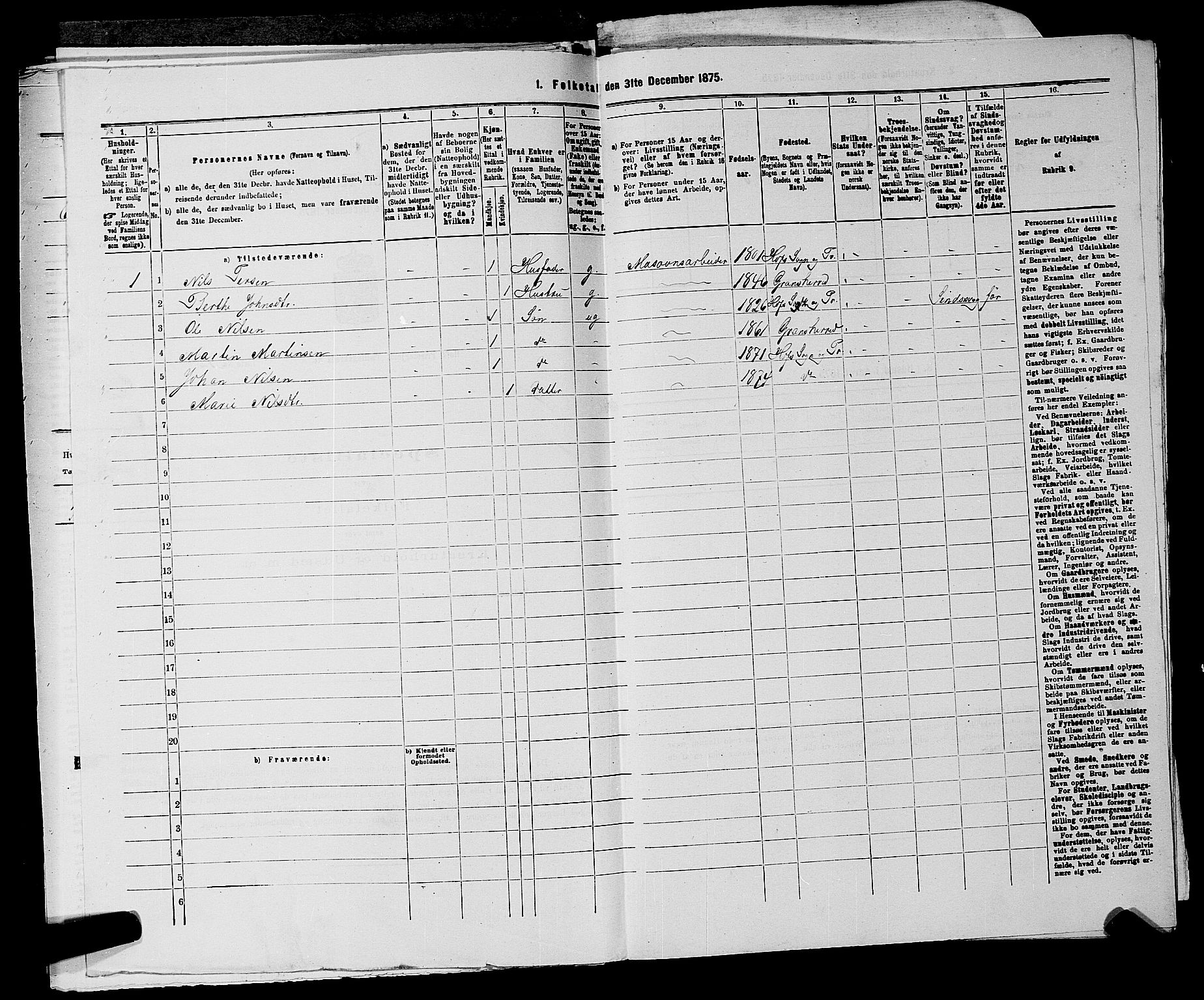 SAKO, 1875 census for 0714P Hof, 1875, p. 255