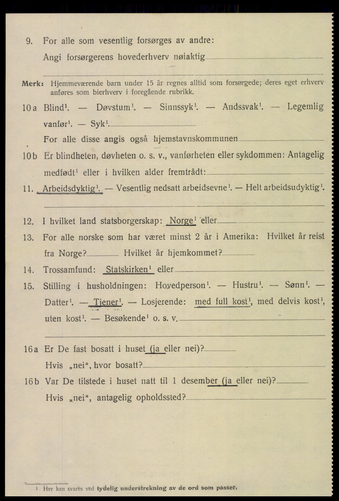 SAT, 1920 census for Namsos, 1920, p. 2030