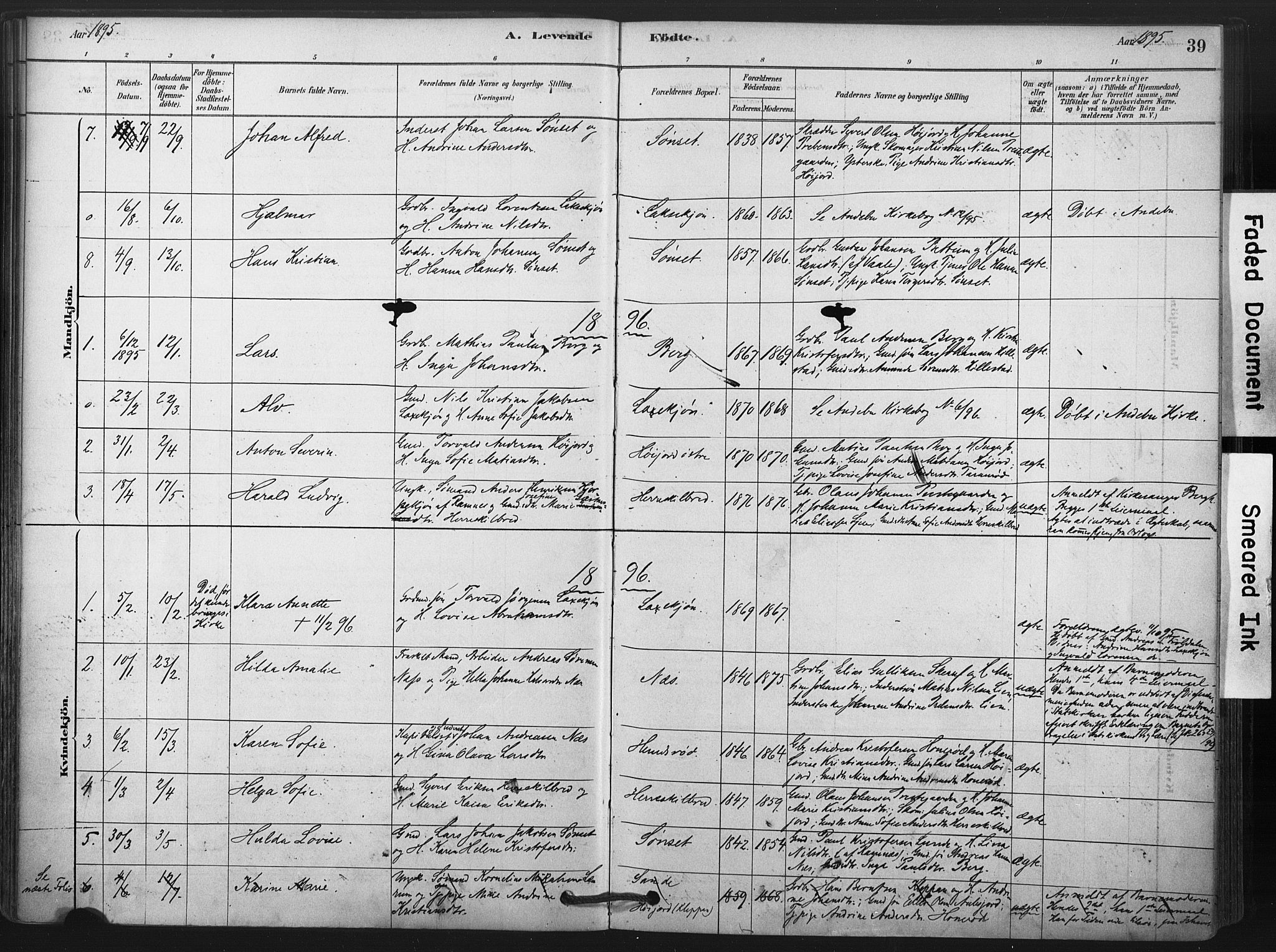 Andebu kirkebøker, AV/SAKO-A-336/F/Fa/L0009: Parish register (official) no. 9, 1878-1909, p. 39